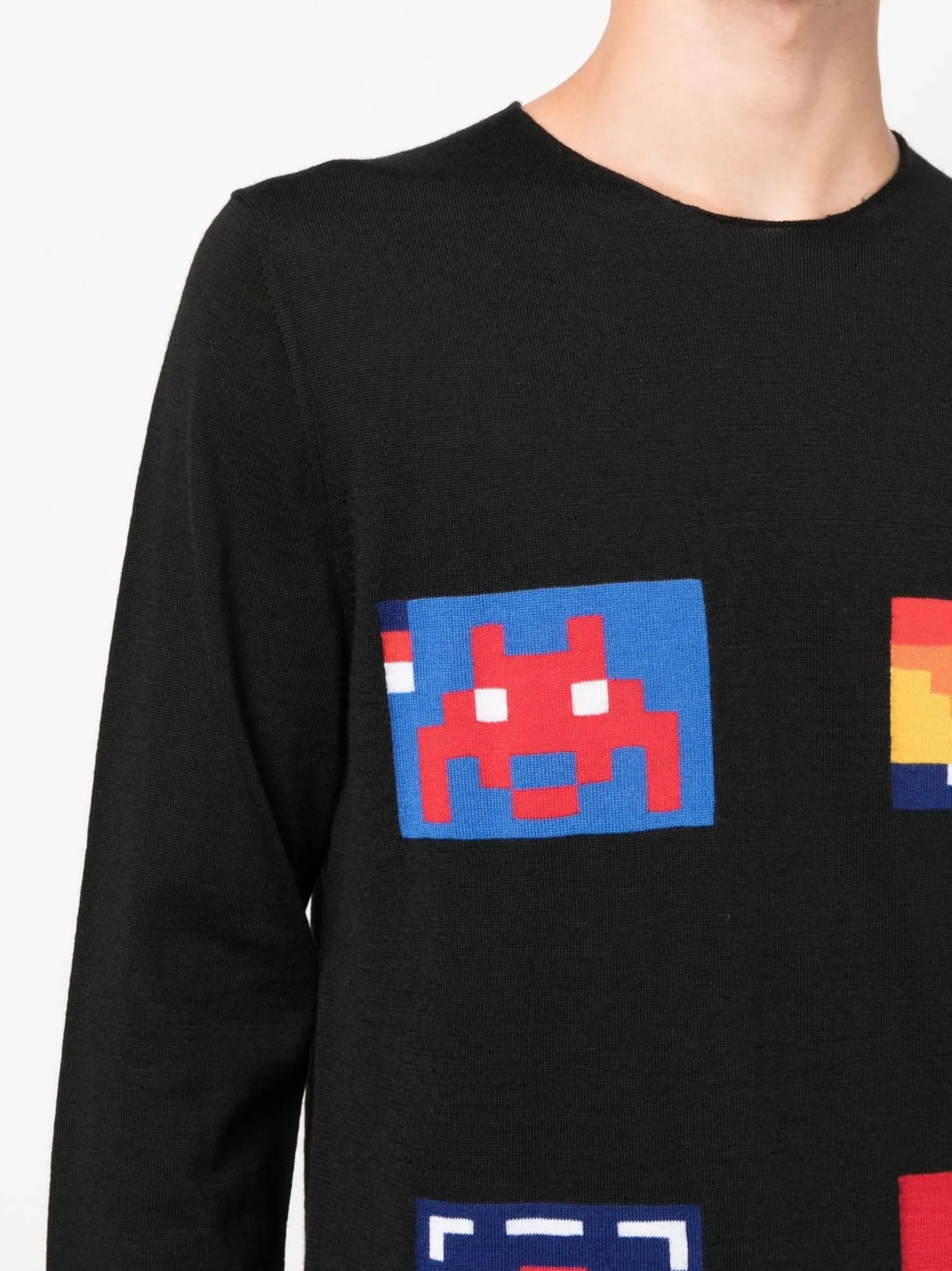 graphic-pattern crewneck jumper