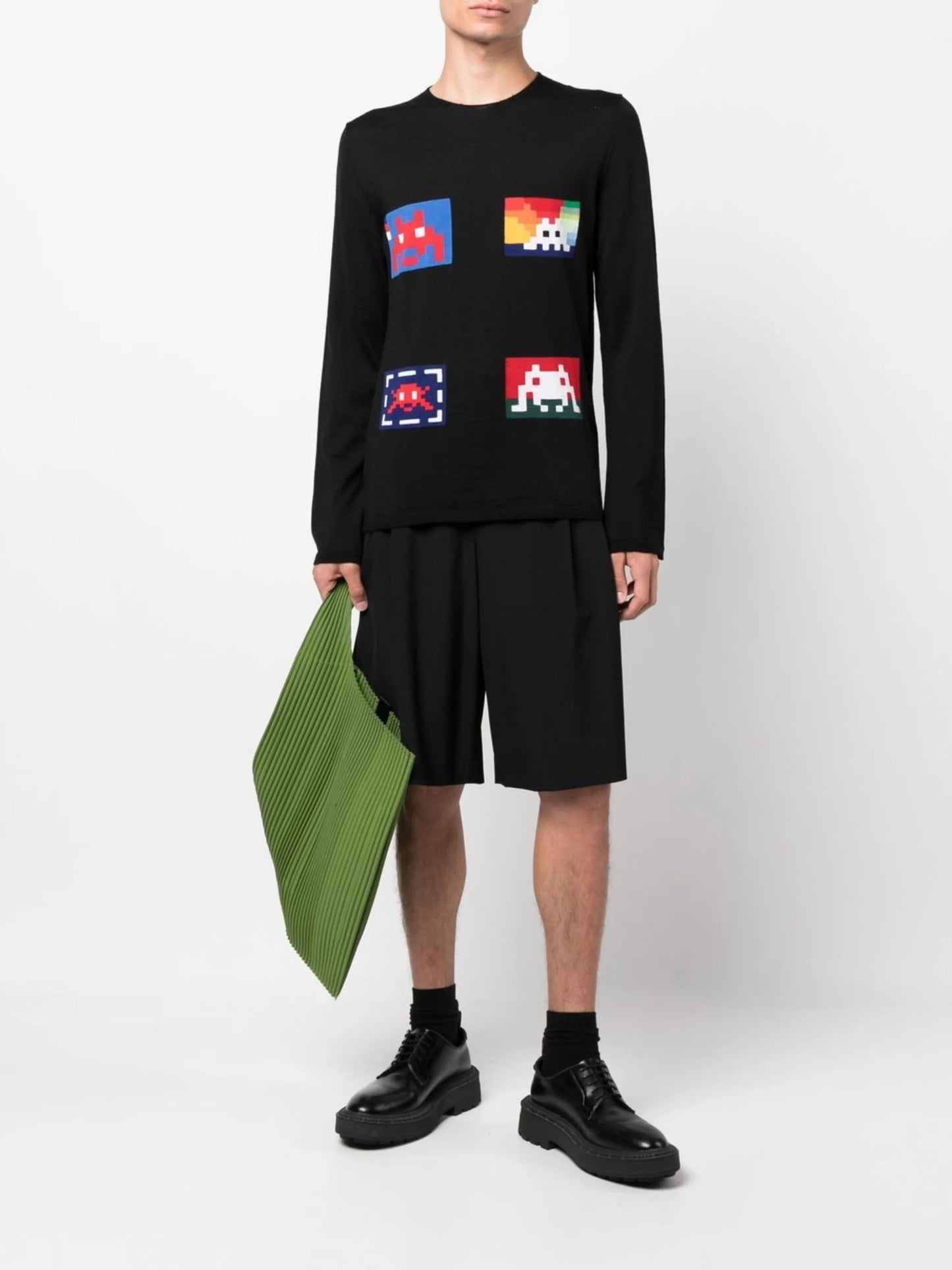 graphic-pattern crewneck jumper