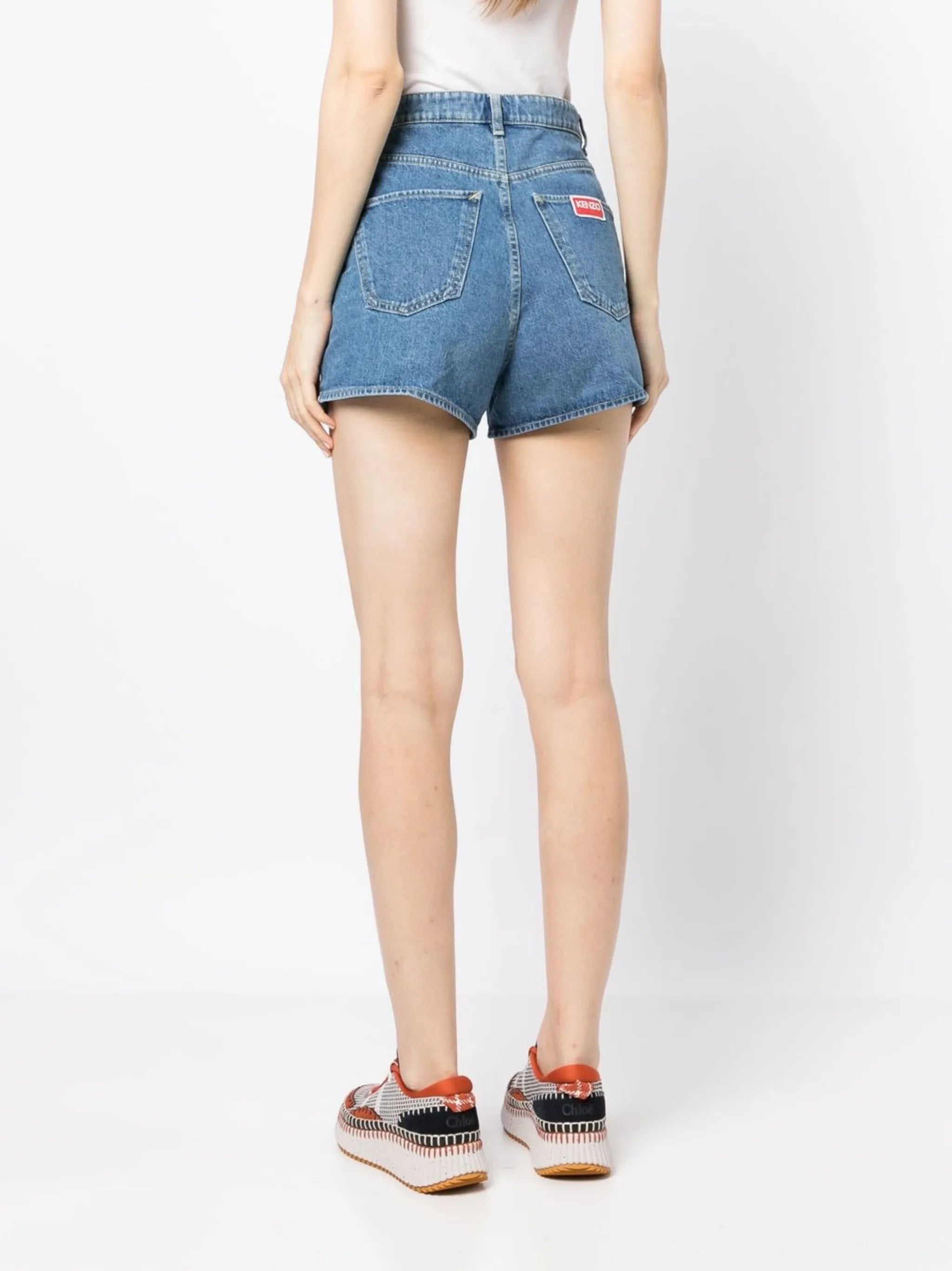 high-waisted denim shorts