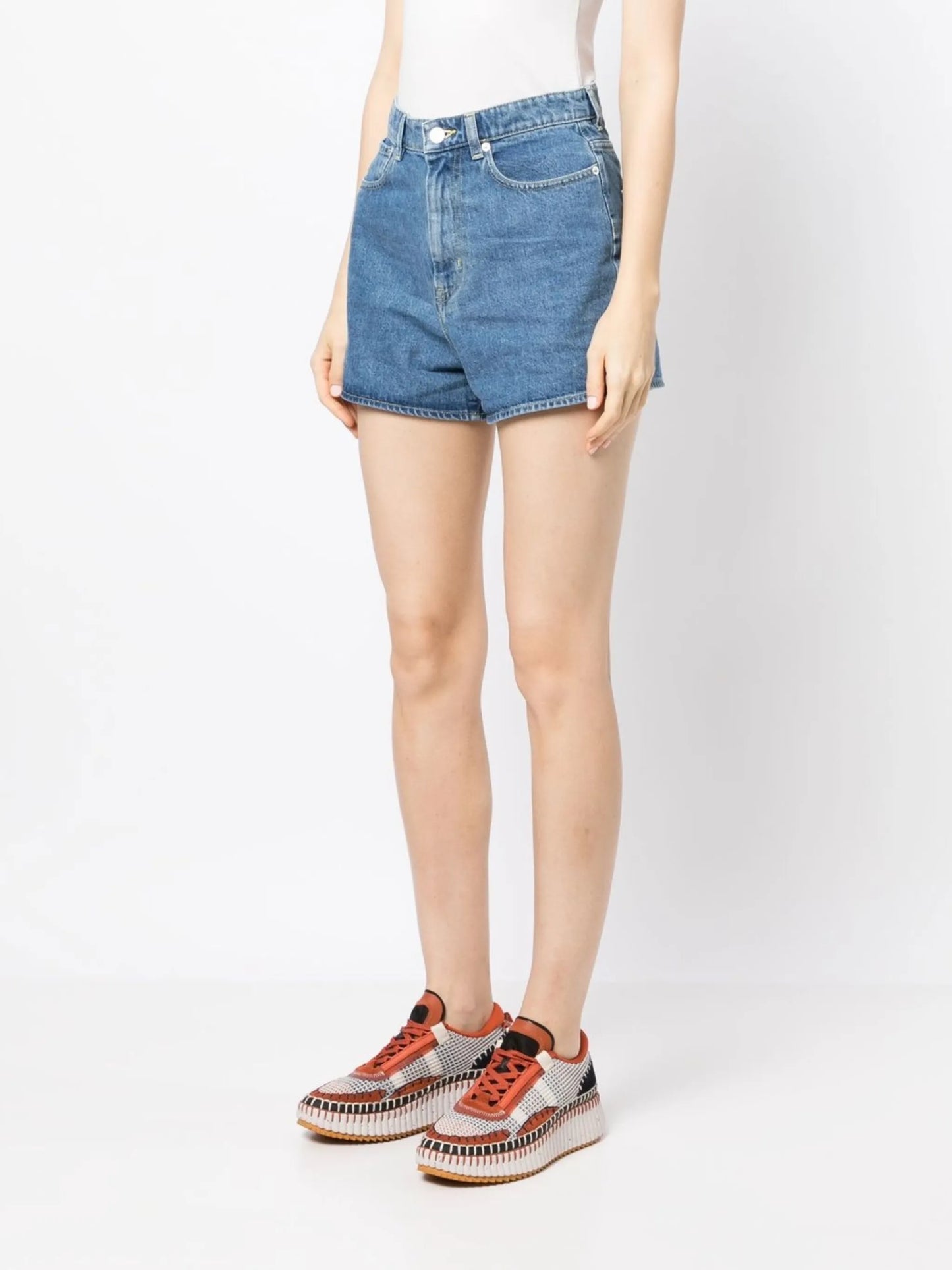 high-waisted denim shorts
