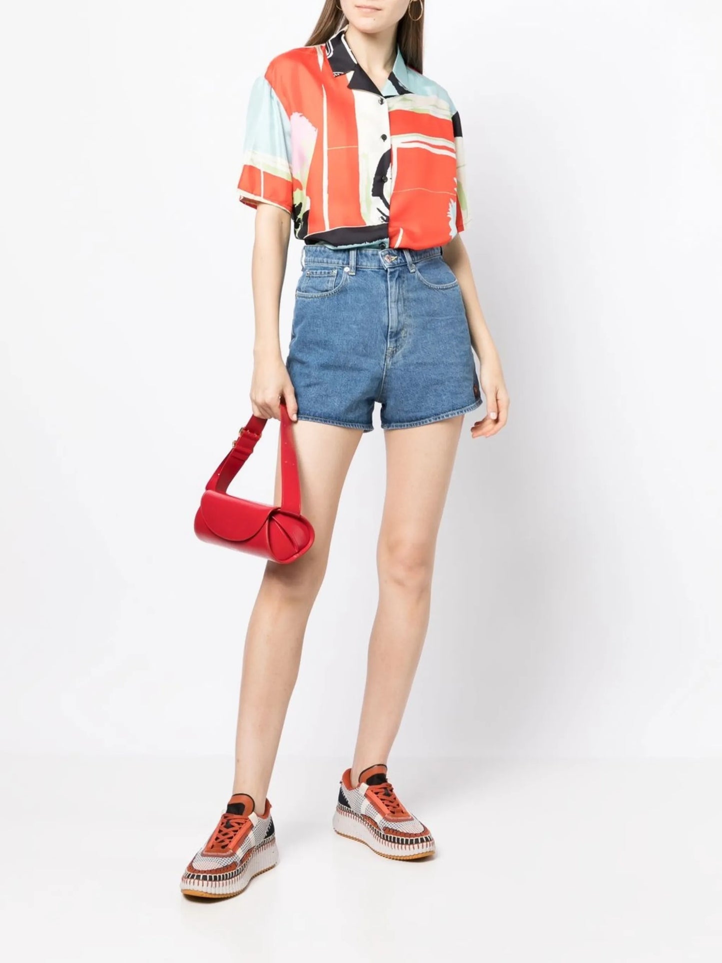 high-waisted denim shorts