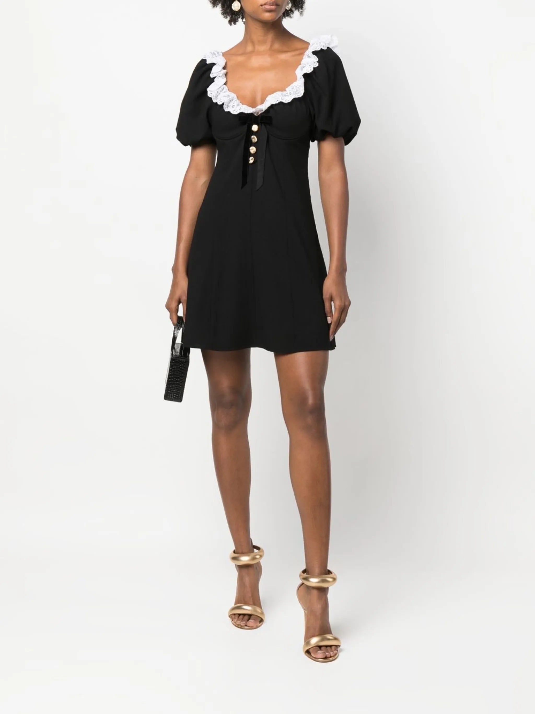 lace-trim off-shoulder dress