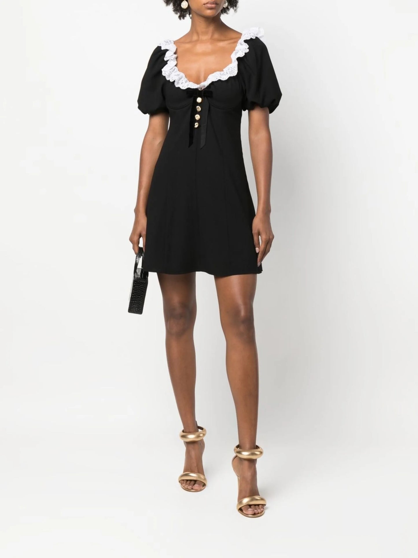 lace-trim off-shoulder dress