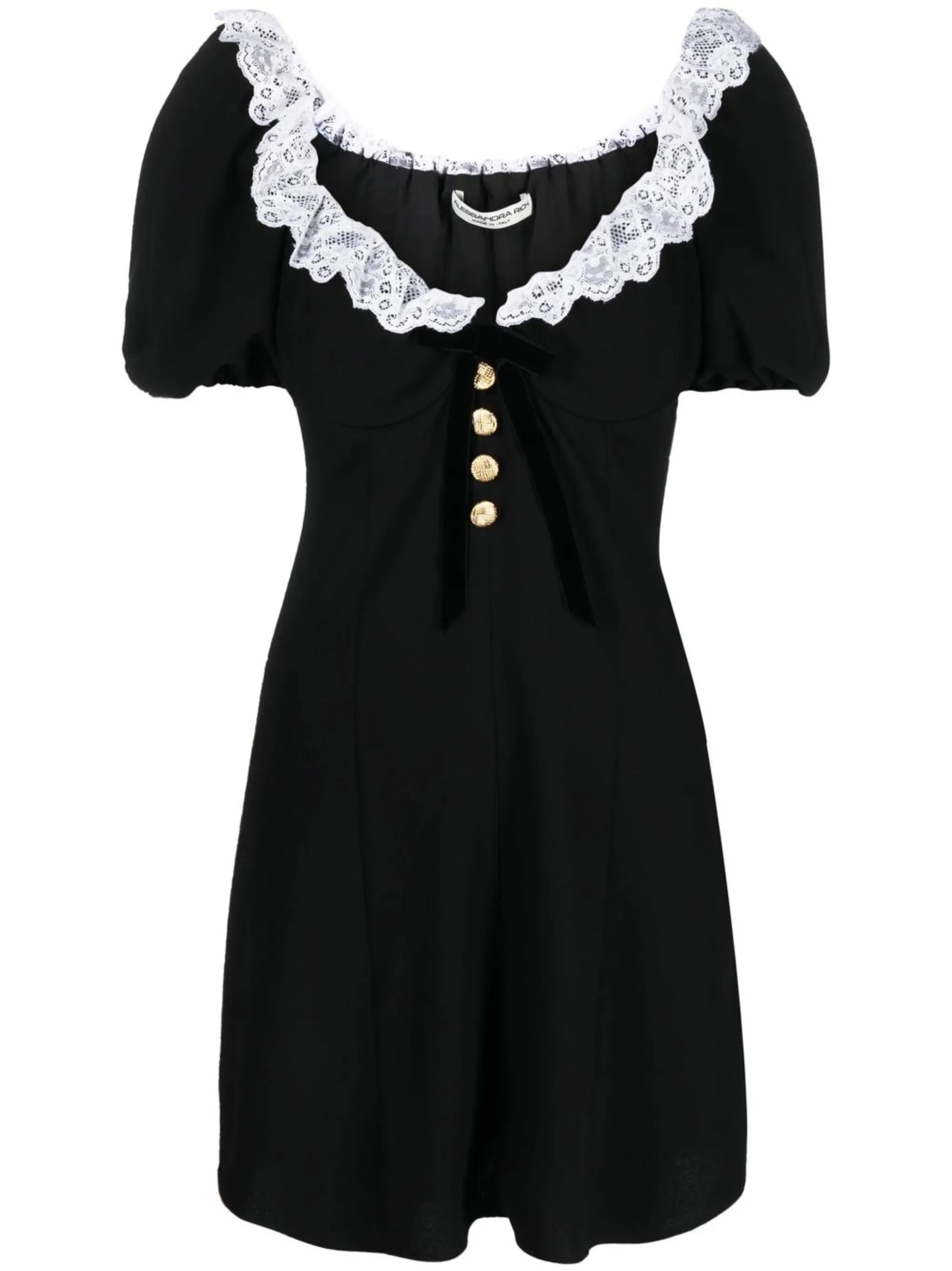 lace-trim off-shoulder dress