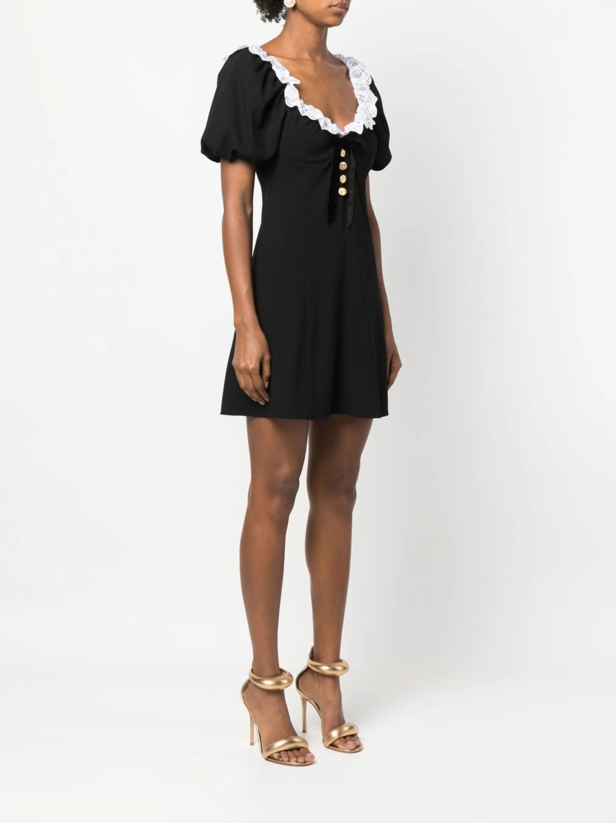 lace-trim off-shoulder dress