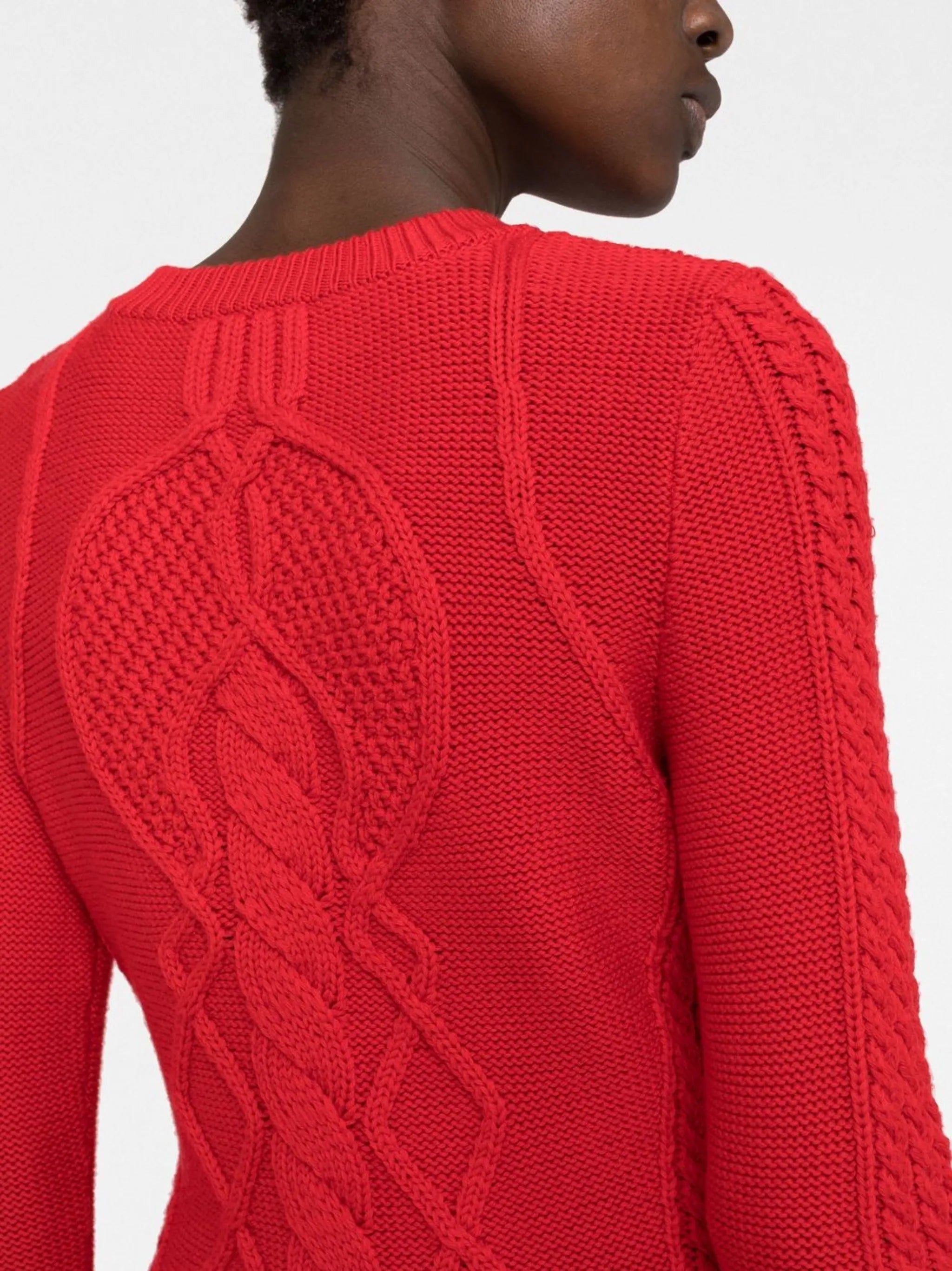 cable knit long-sleeve dress