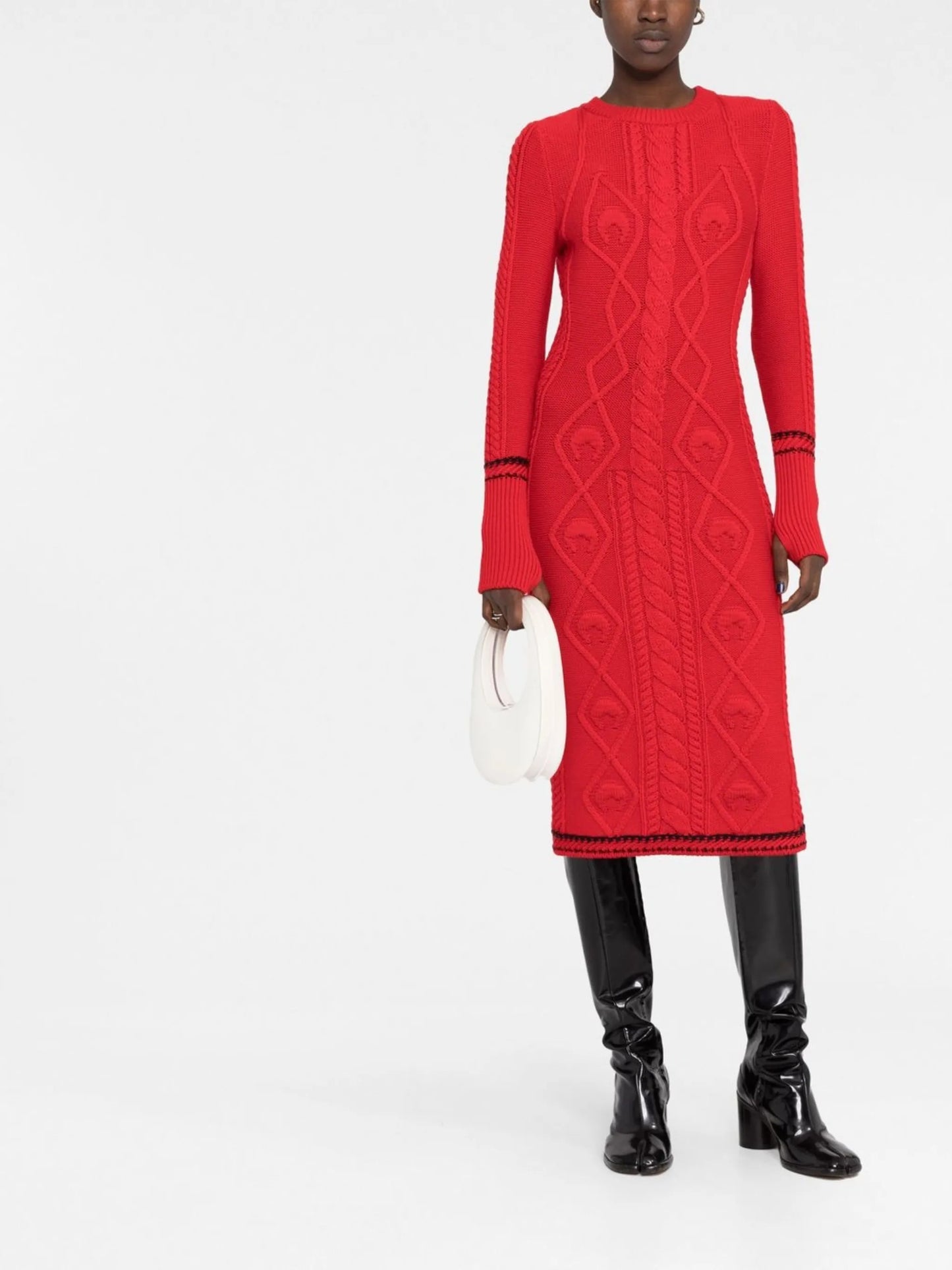 cable knit long-sleeve dress