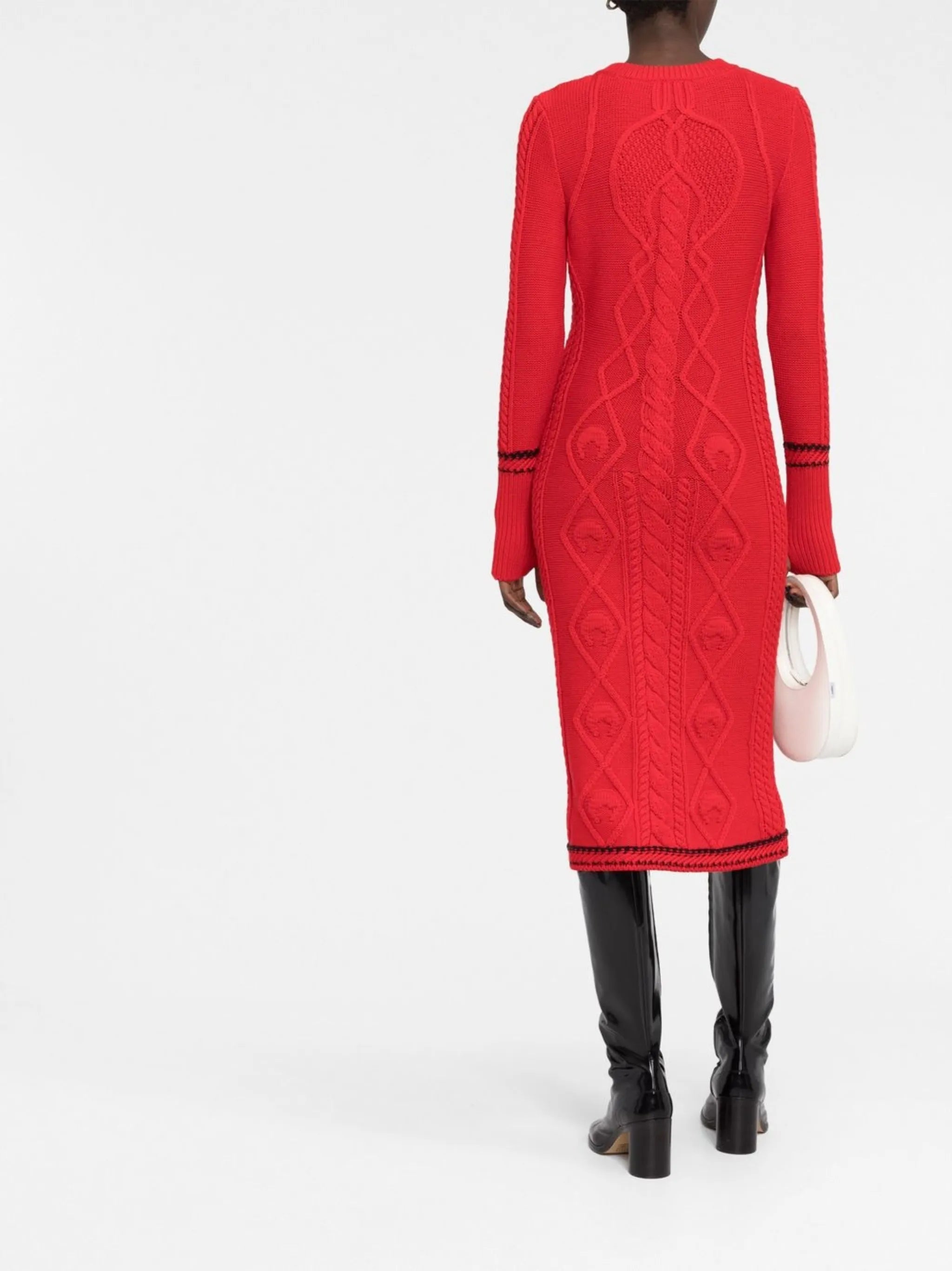 cable knit long-sleeve dress