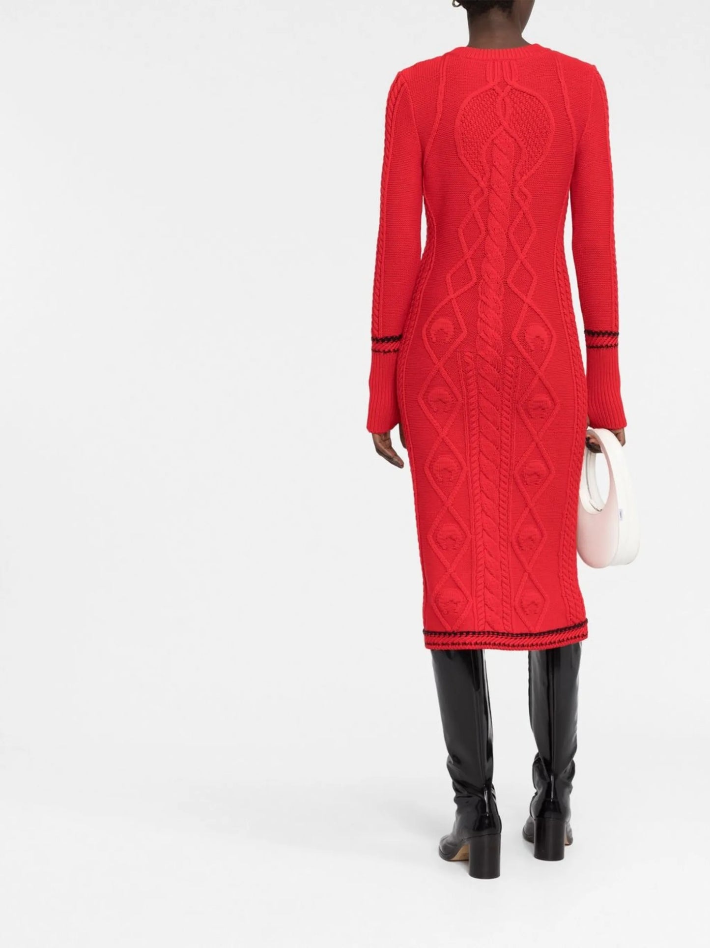 cable knit long-sleeve dress
