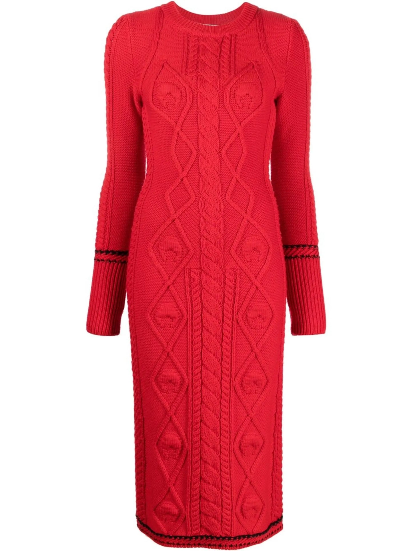 cable knit long-sleeve dress