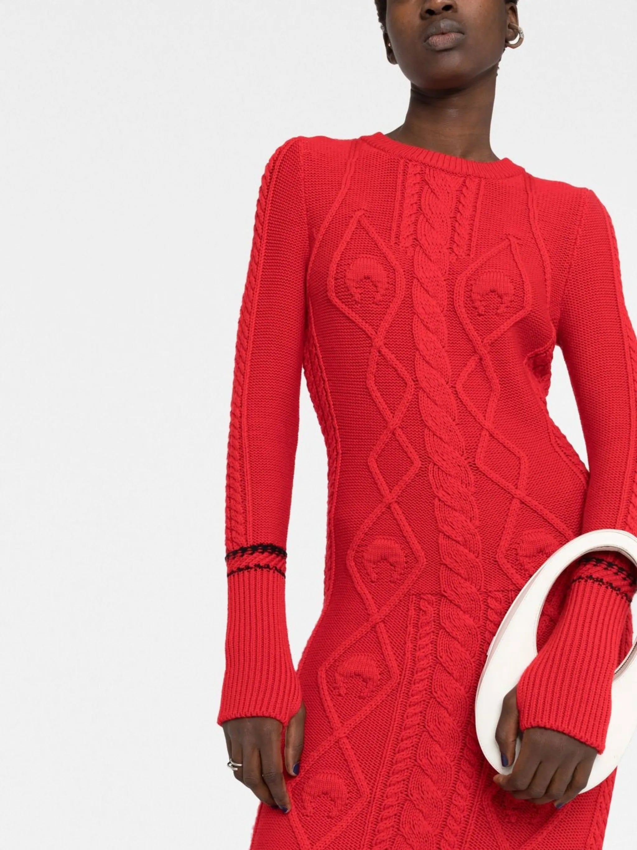 cable knit long-sleeve dress