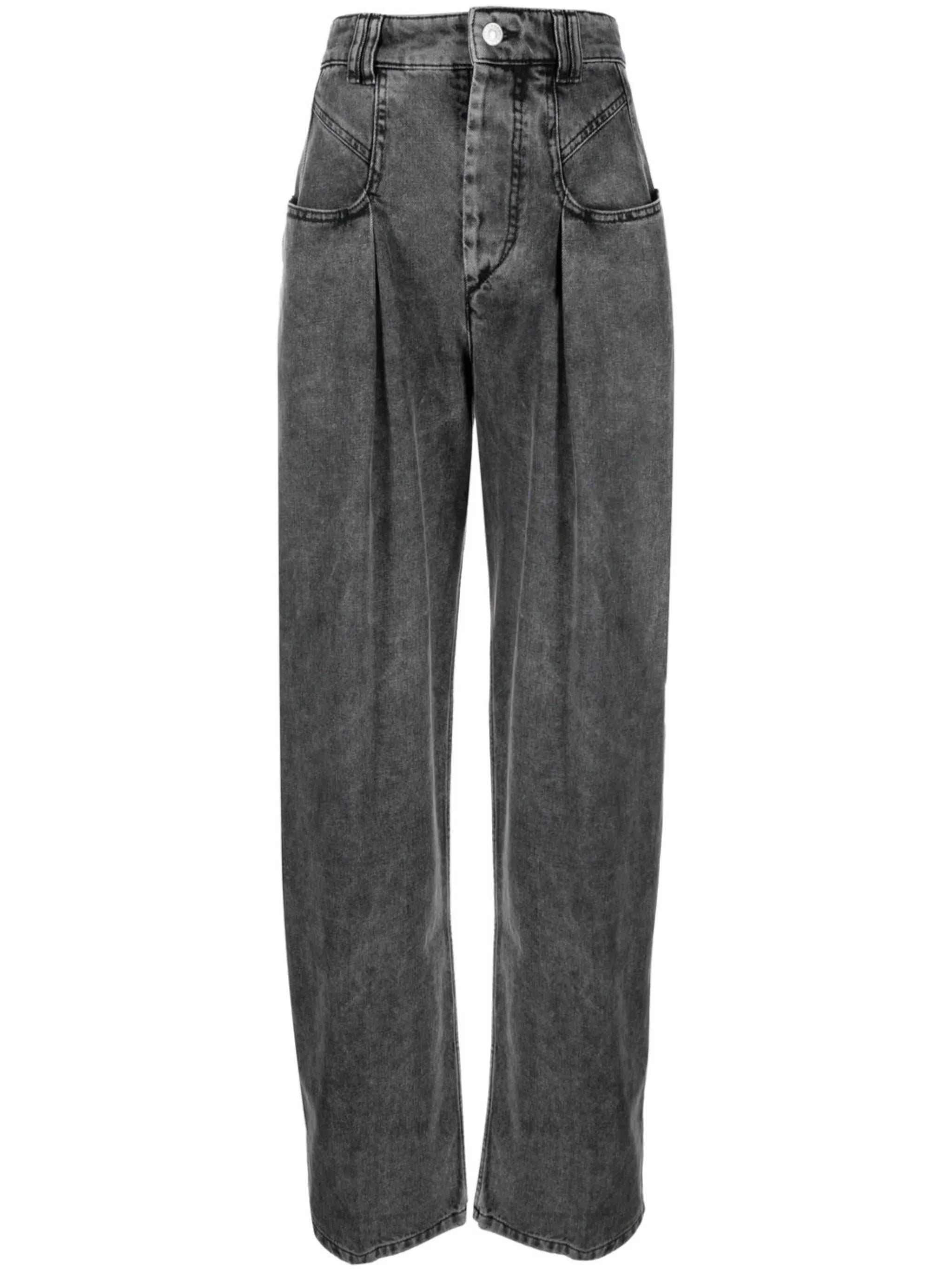 high-rise pleated jeans