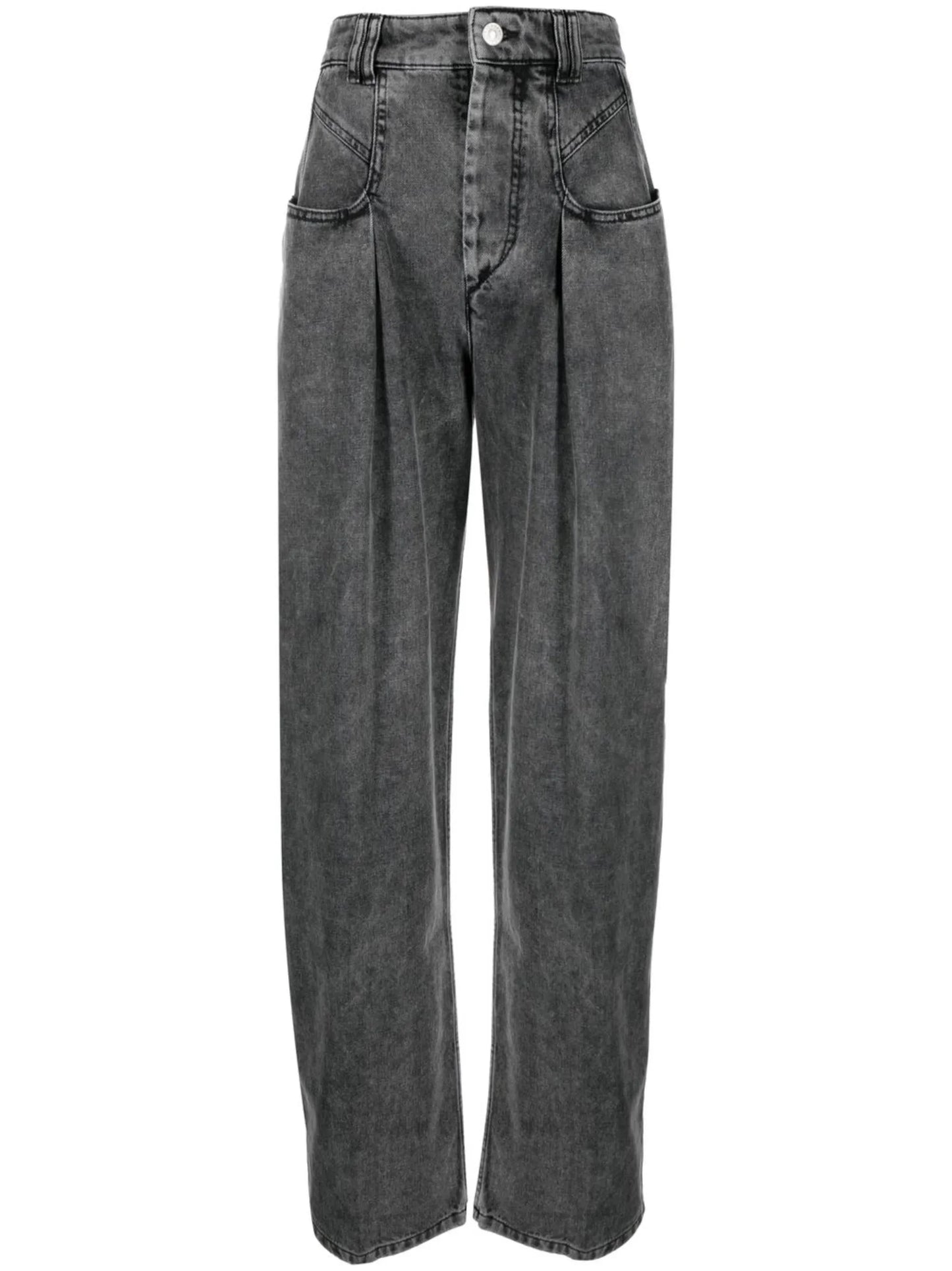 high-rise pleated jeans