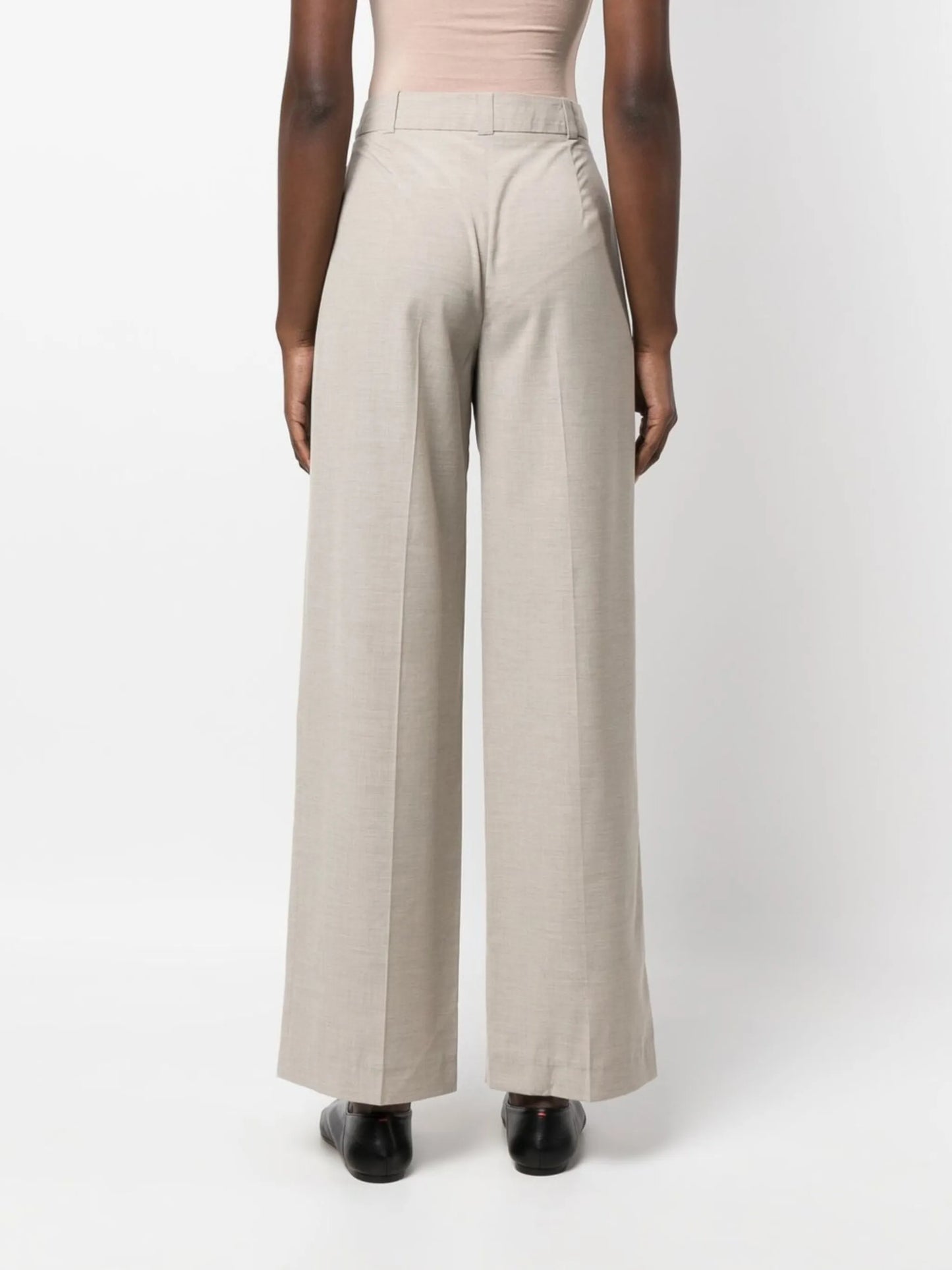 high-waisted pleated trousers