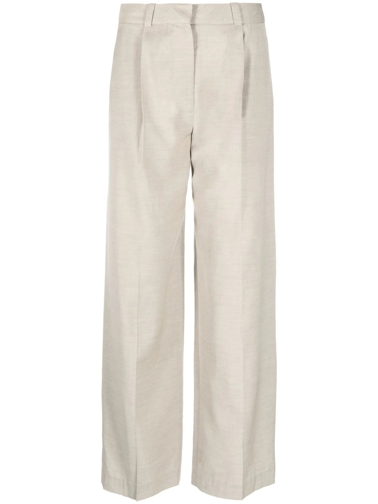 high-waisted pleated trousers