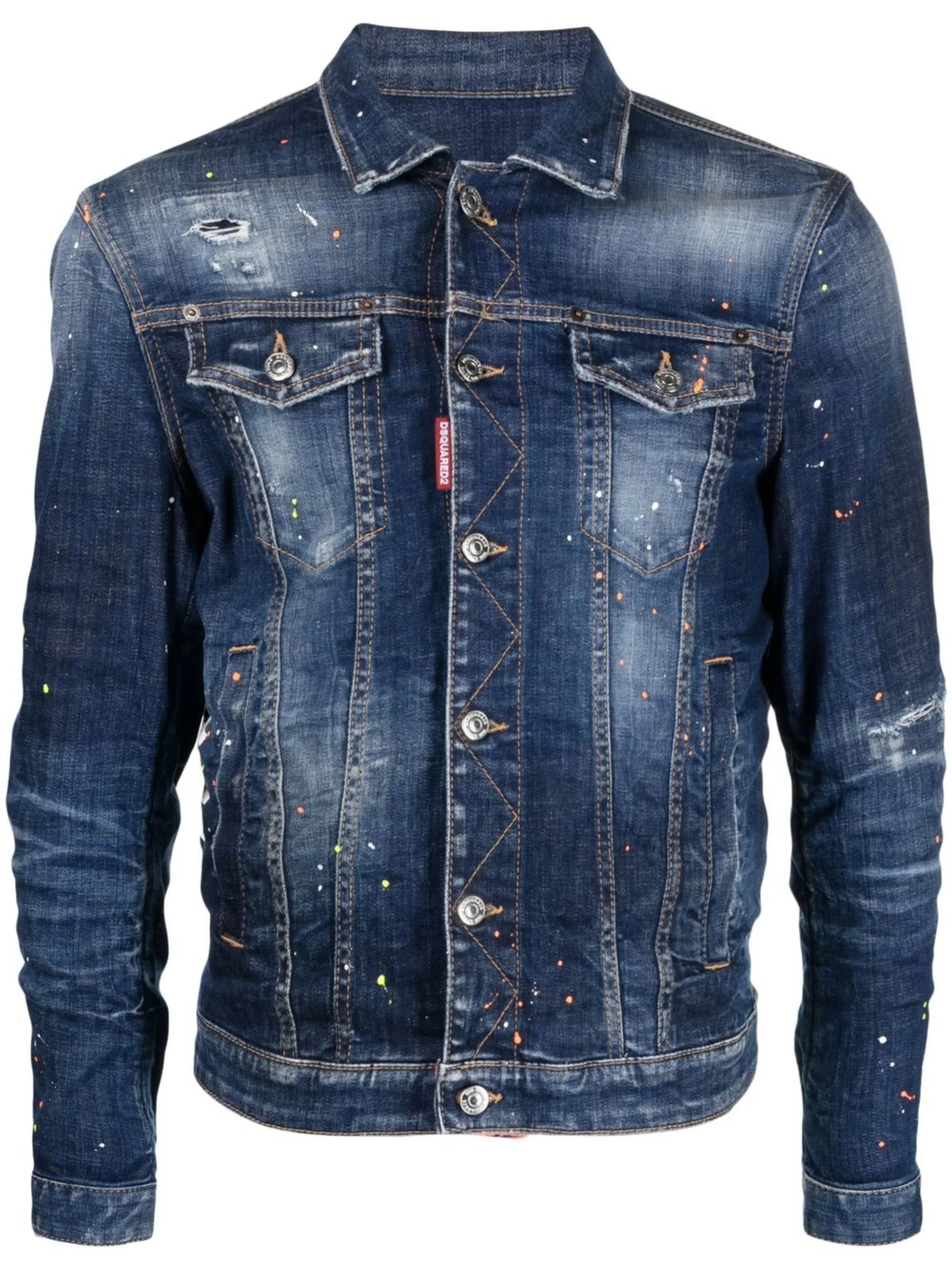 paint splatter-print denim jacket