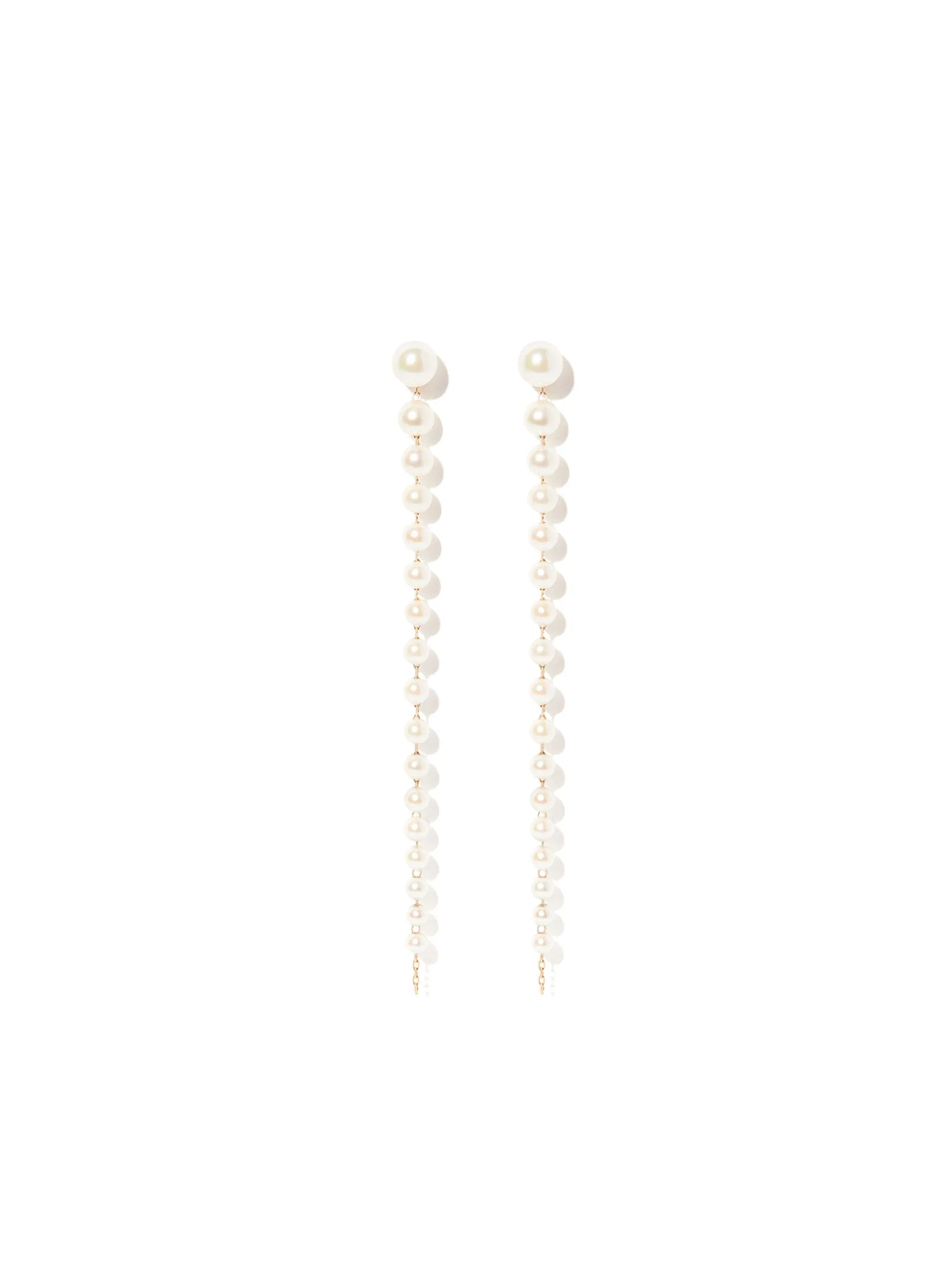 14kt yellow gold Cascading pearl drop earring