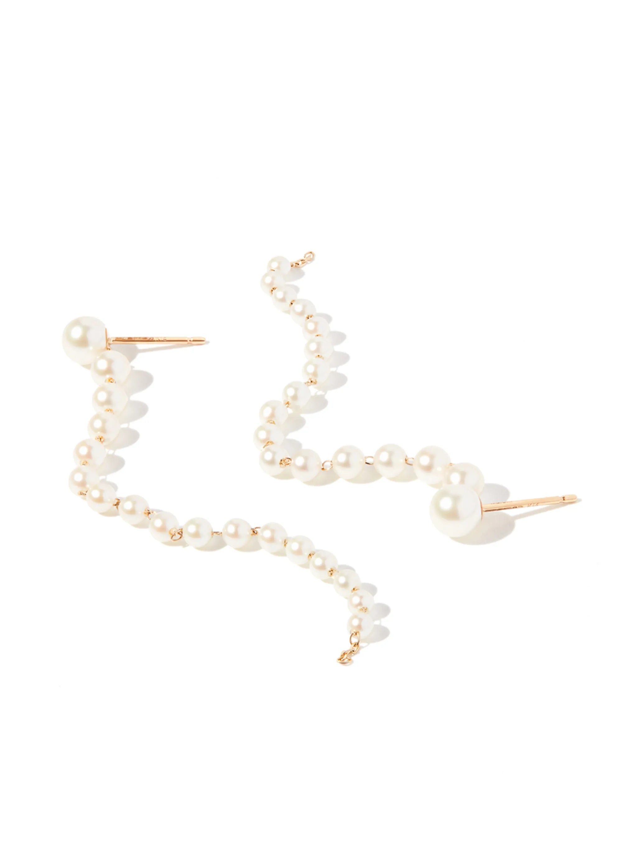 14kt yellow gold Cascading pearl drop earring