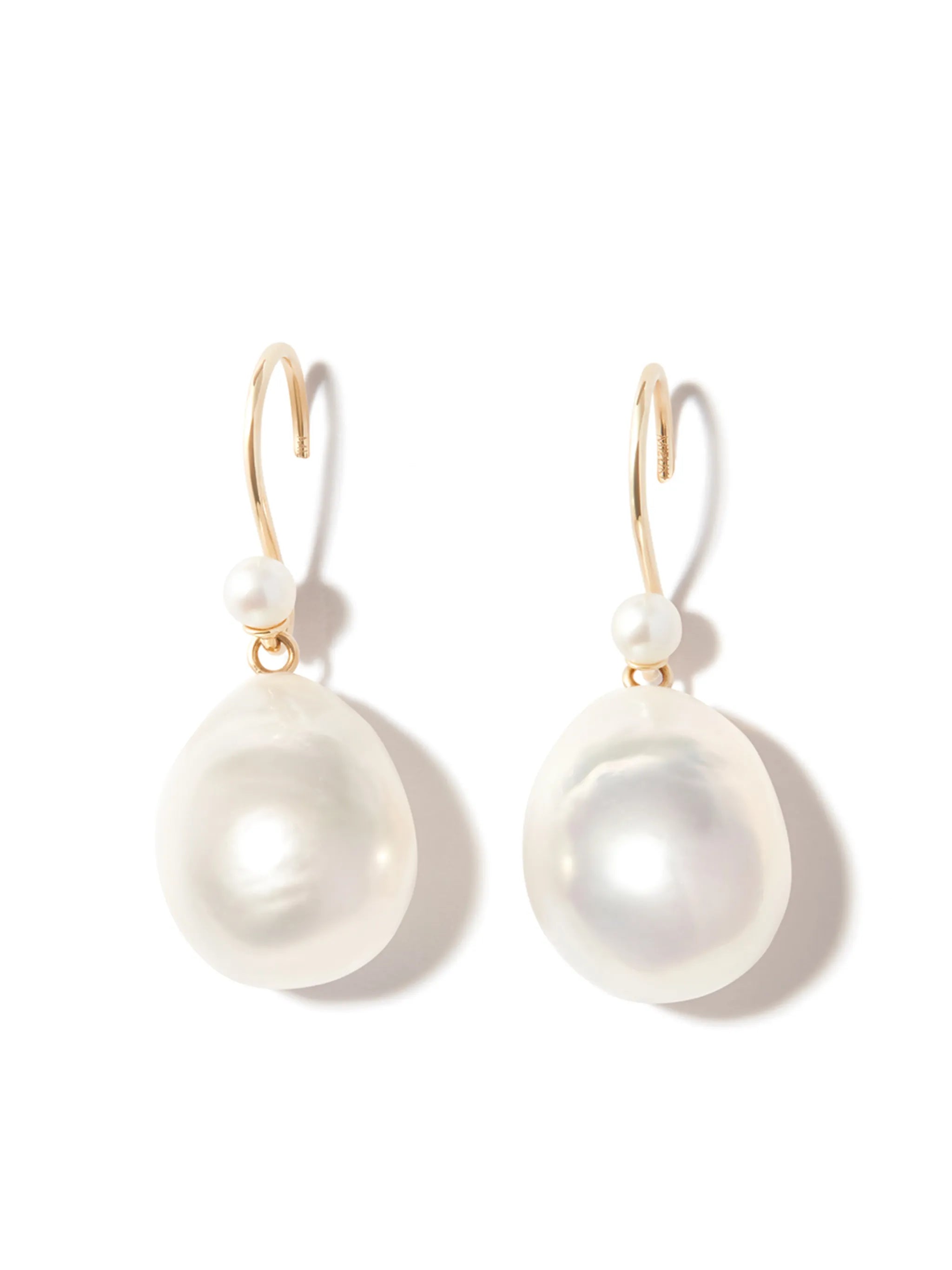 14kt yellow gold pearl drop earrings