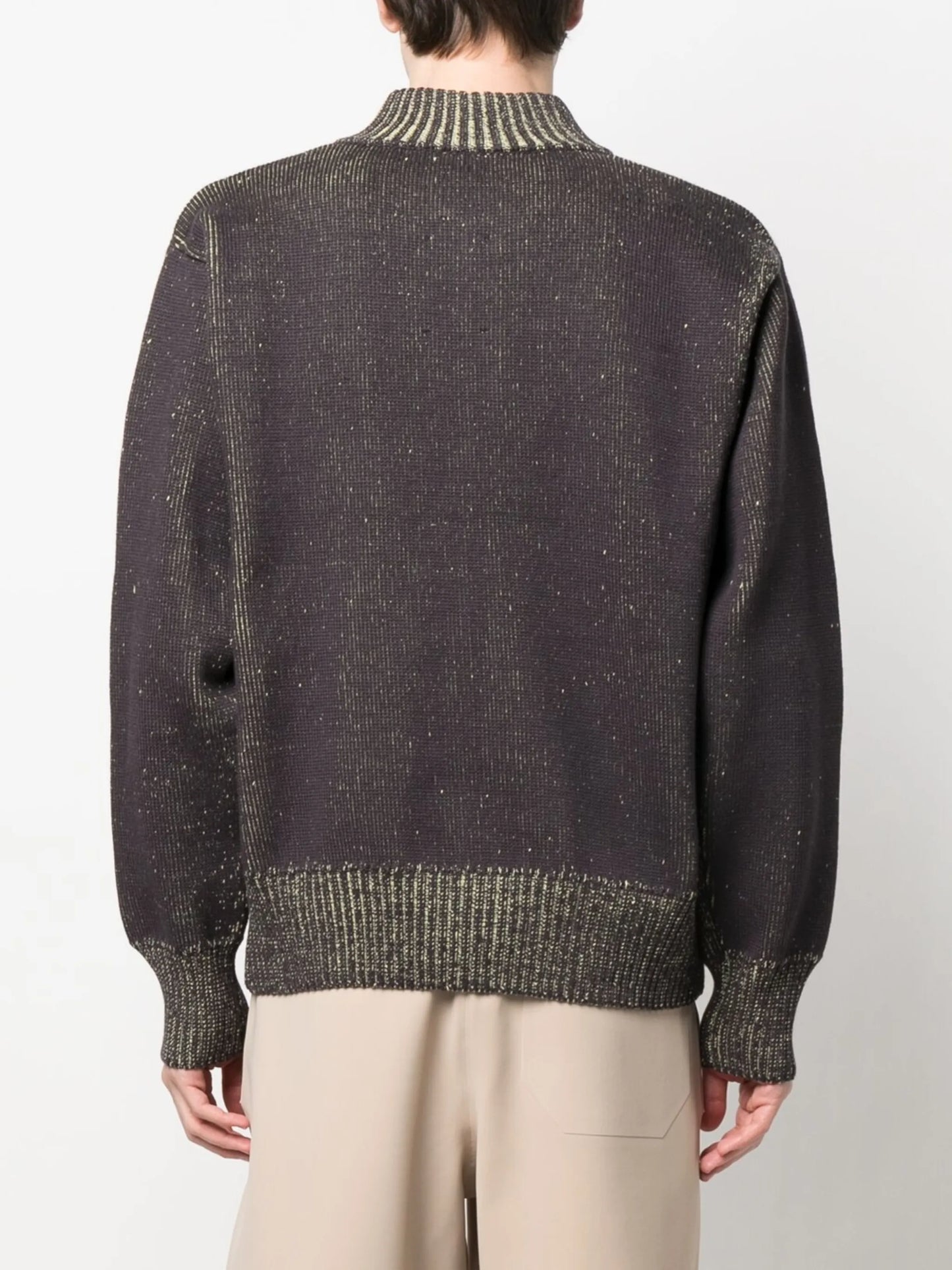 zip-fastening cotton-blend cardigan