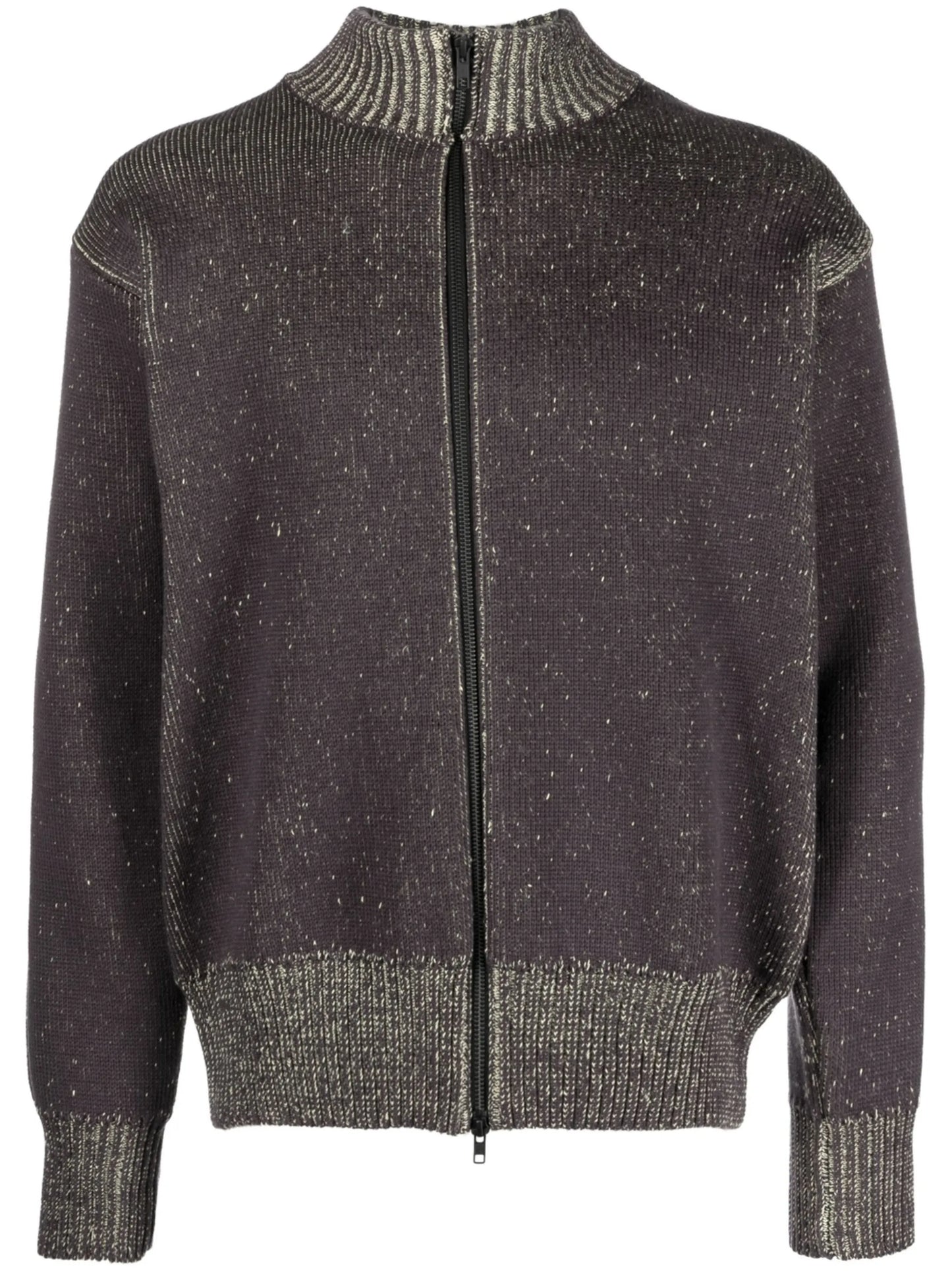 zip-fastening cotton-blend cardigan
