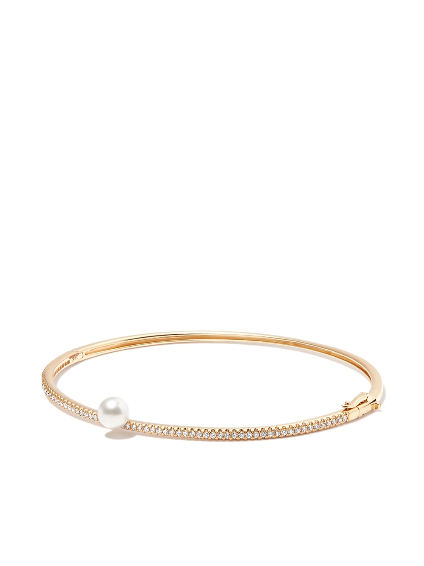 14kt yellow gold diamond and pearl bangle
