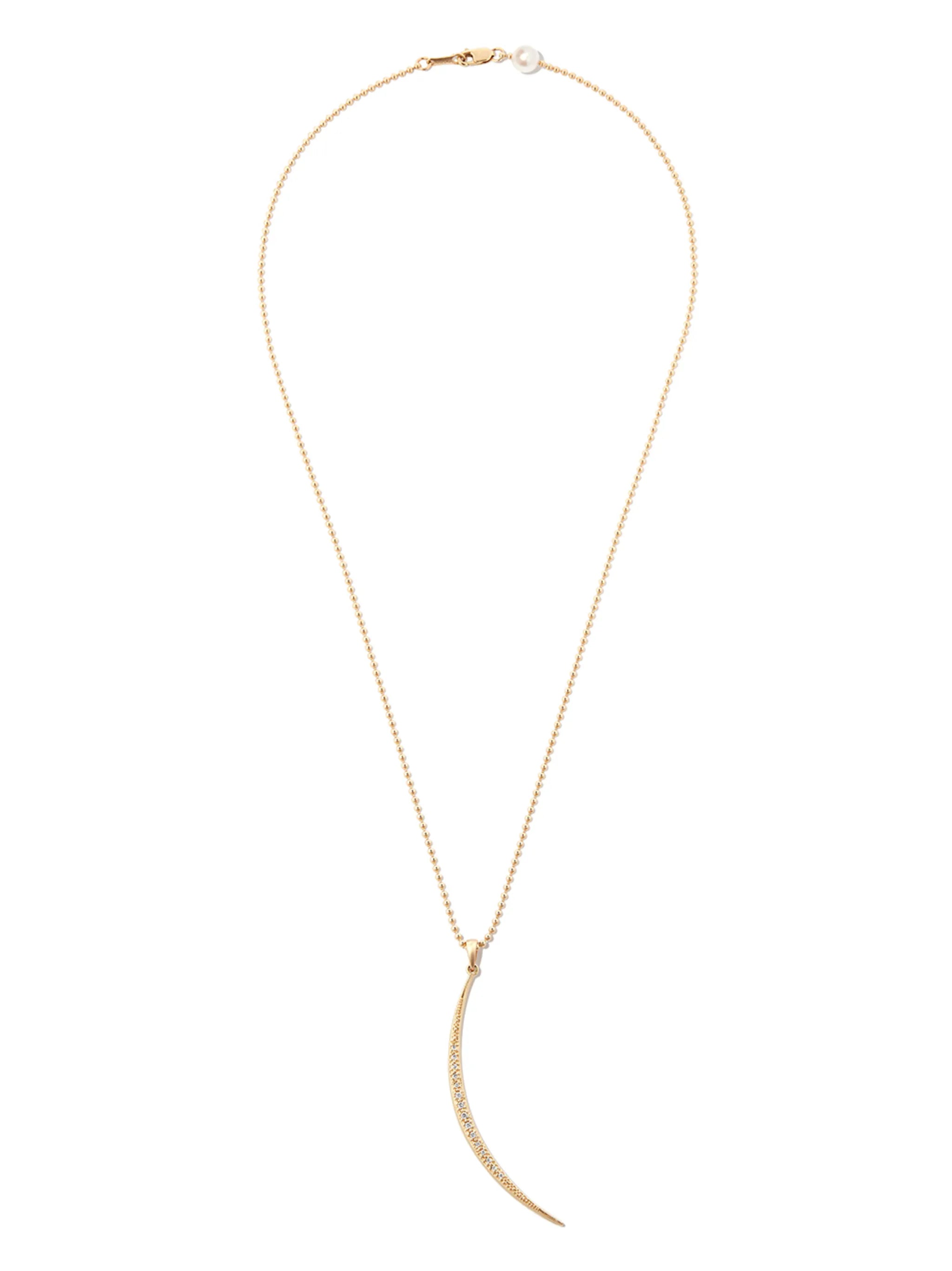 14kt gold diamond and pearl pendant necklace