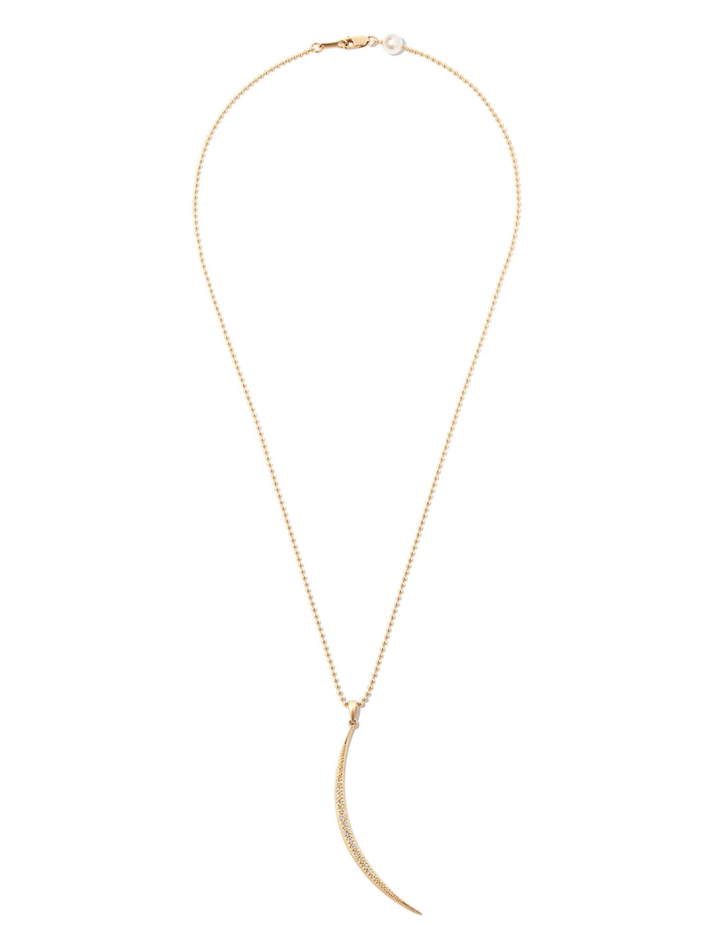 14kt gold diamond and pearl pendant necklace
