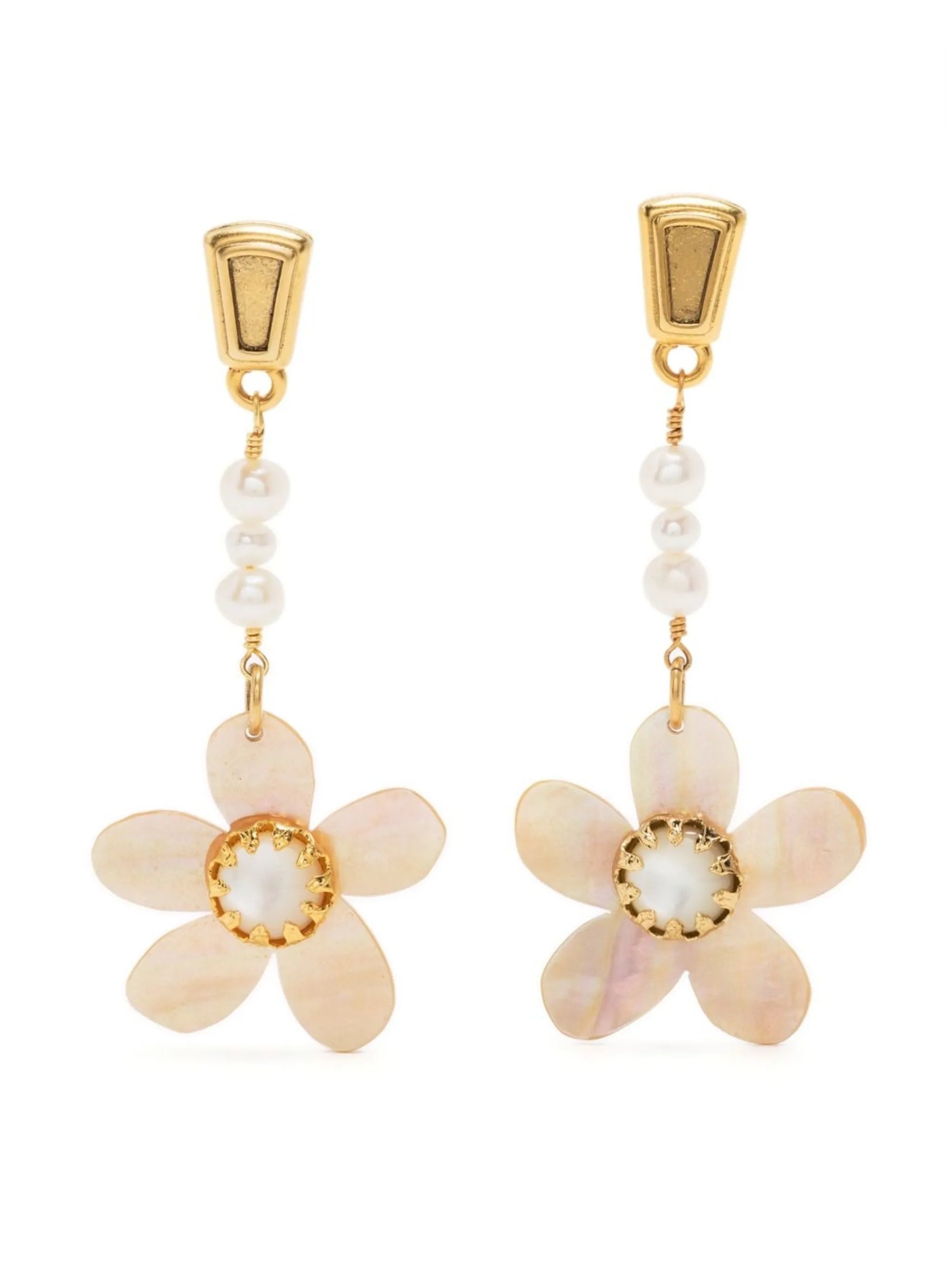 floral-detail pearl drop earring