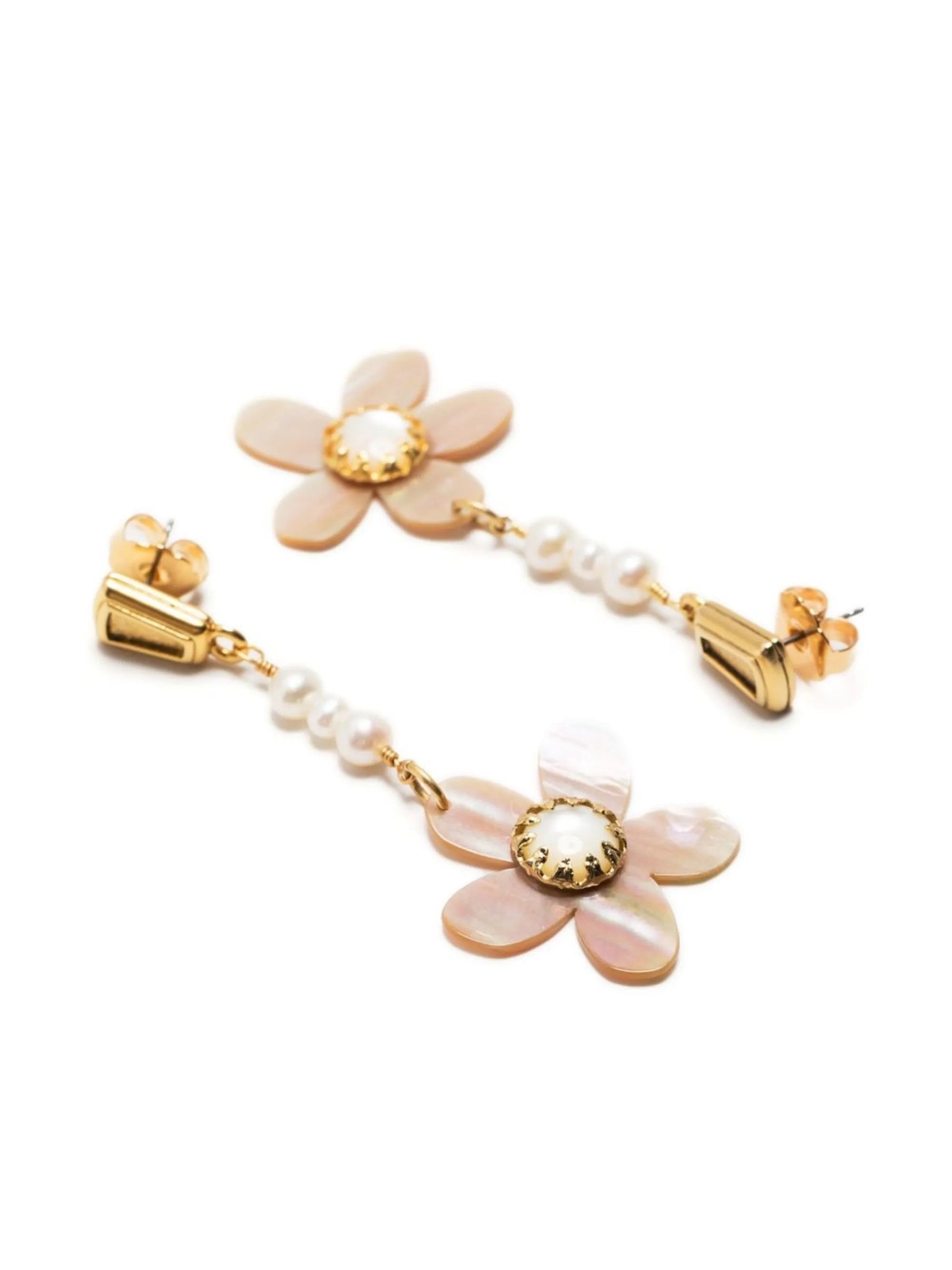 floral-detail pearl drop earring