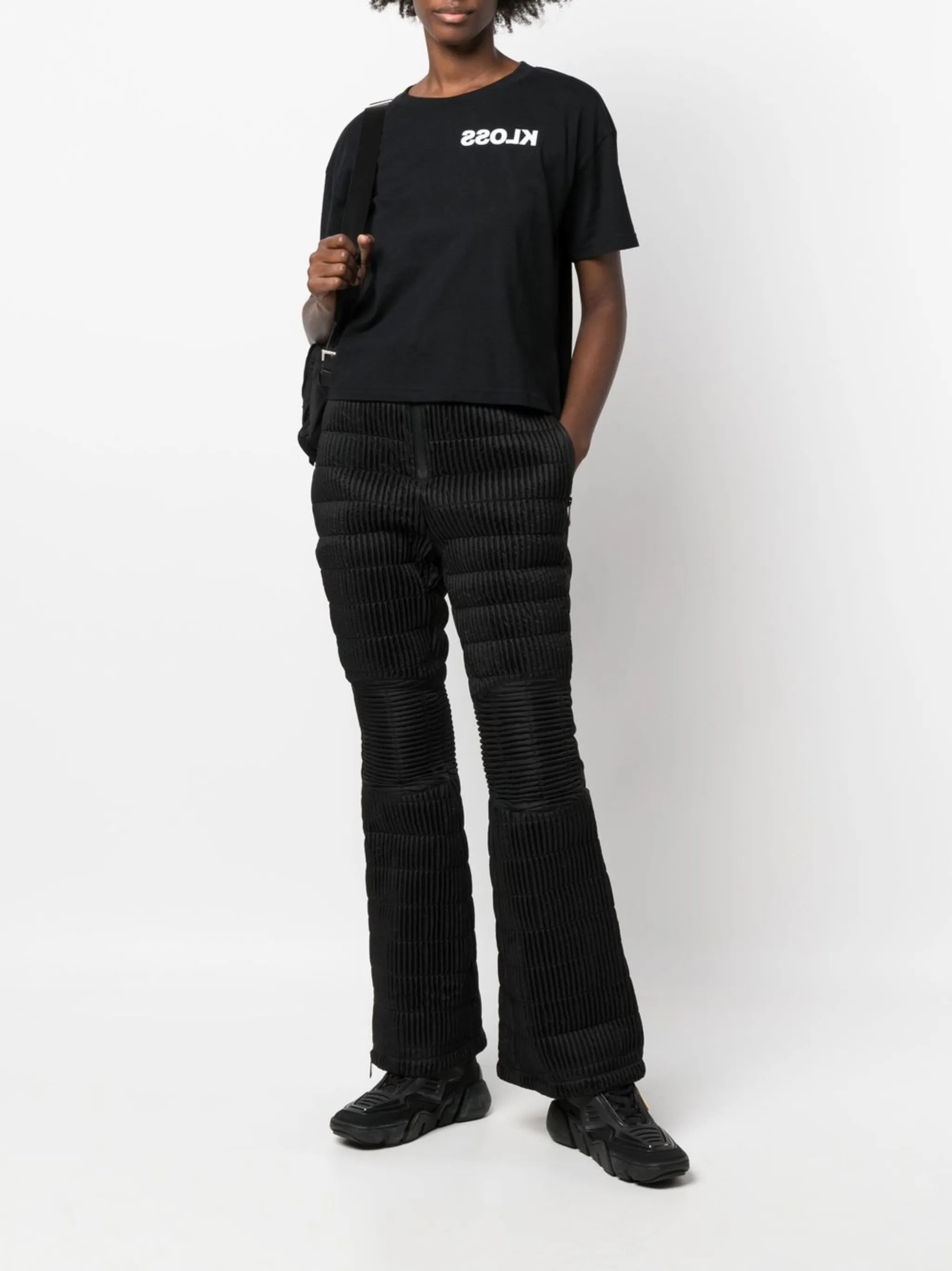 high-waisted padded ski trousers