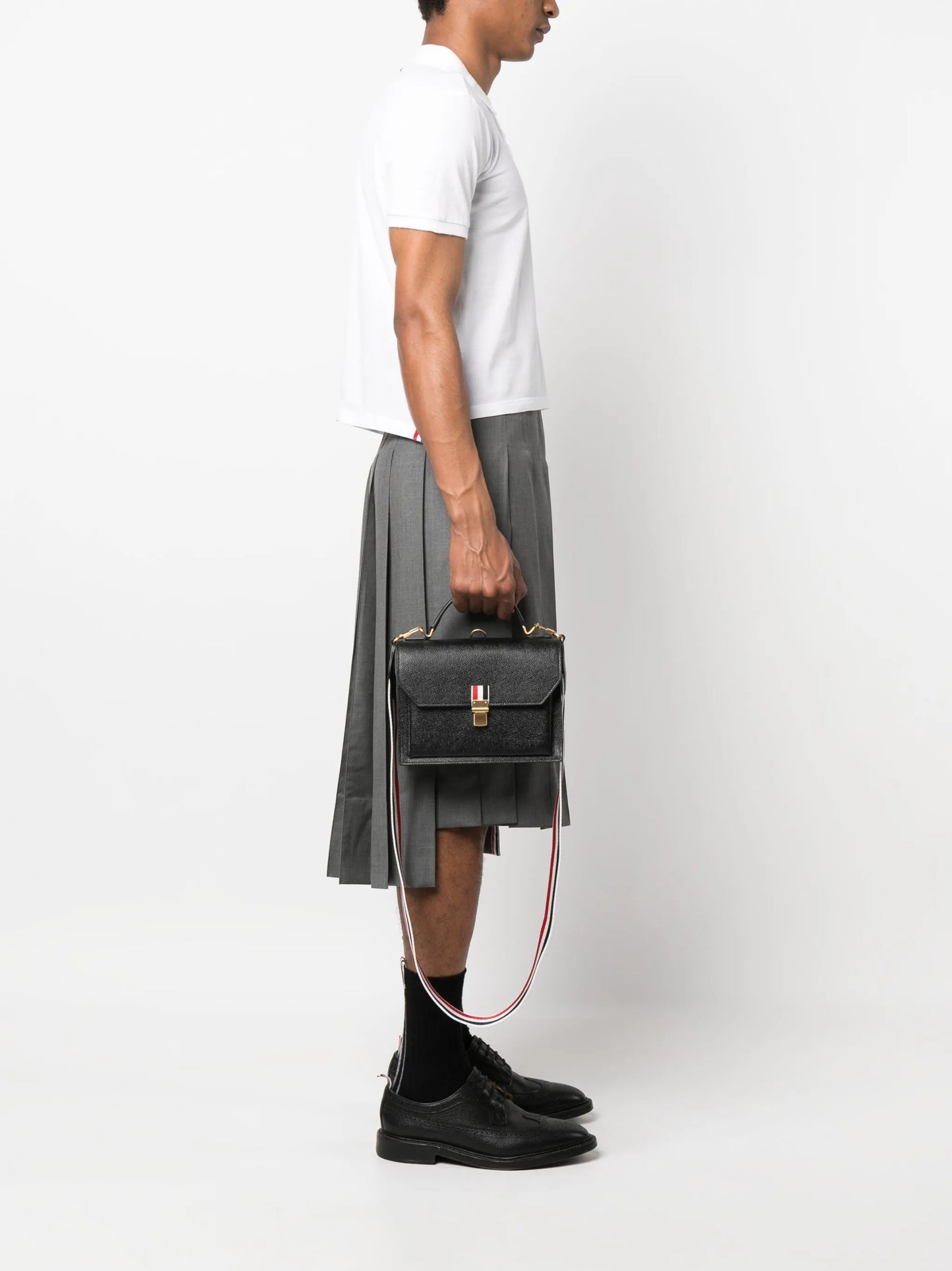 pebble grain-leather school bag
