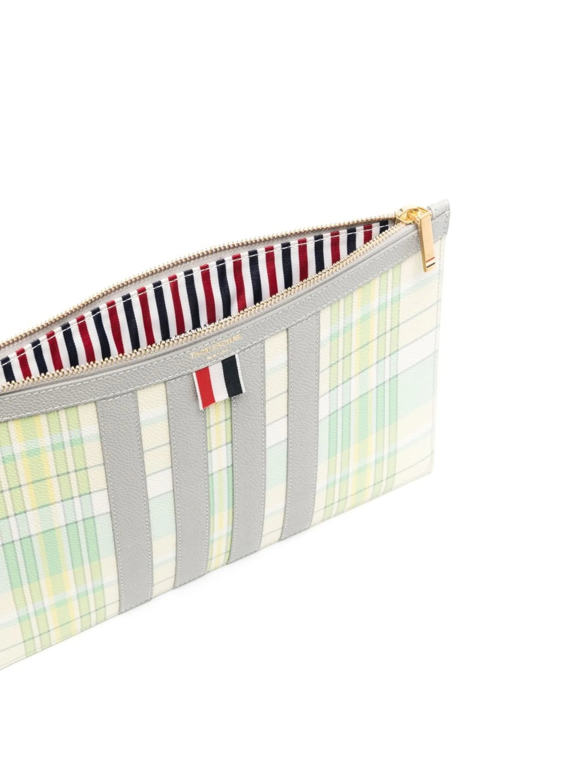 plaid-check print clutch bag