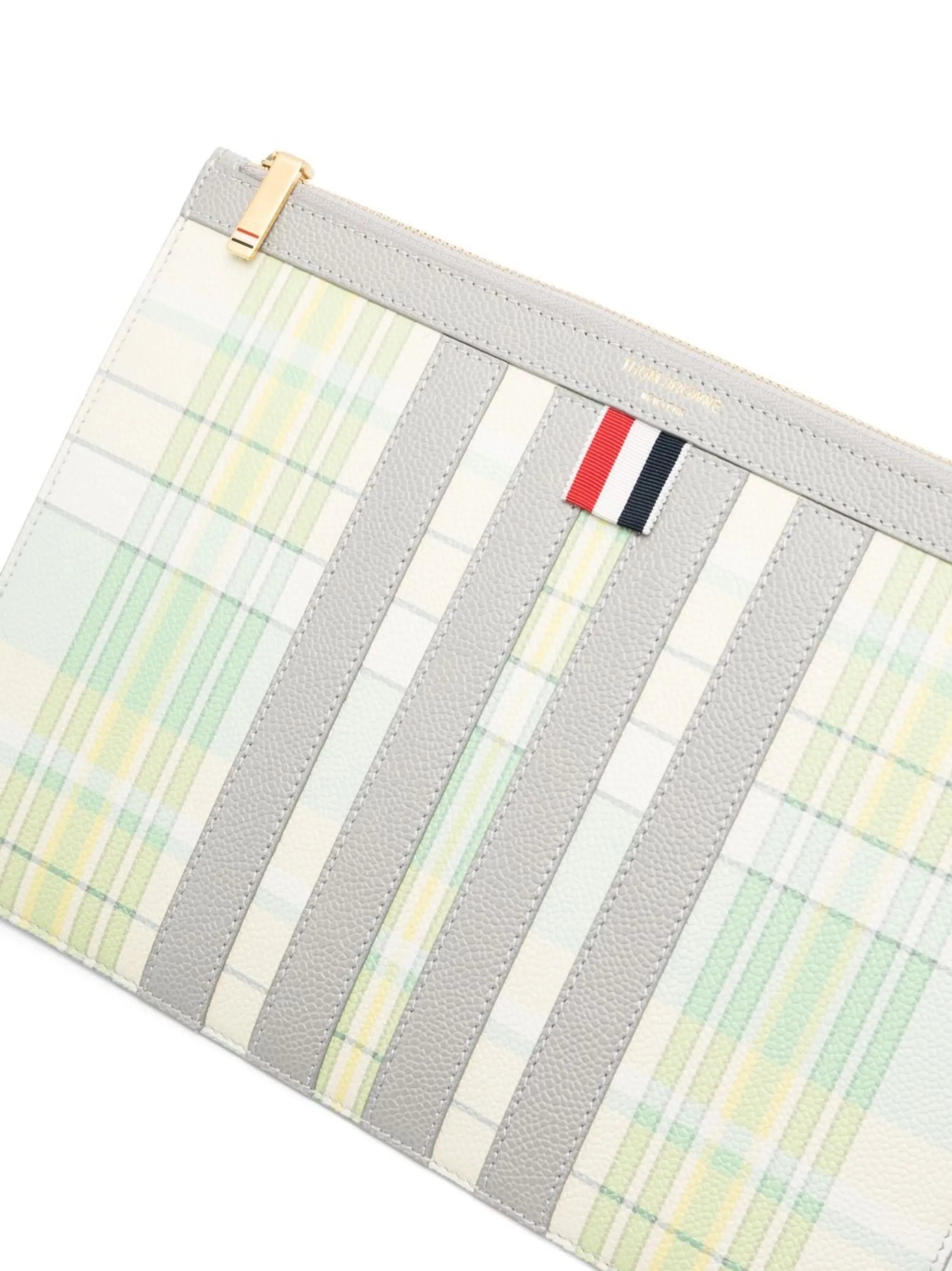 plaid-check print clutch bag