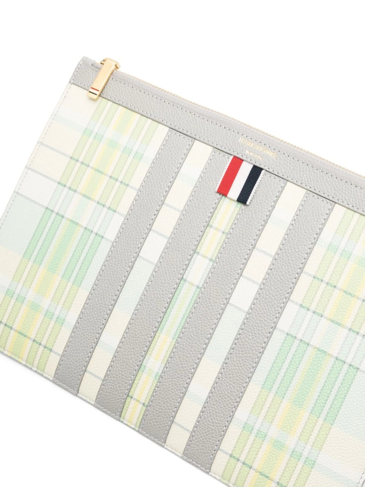 plaid-check print clutch bag
