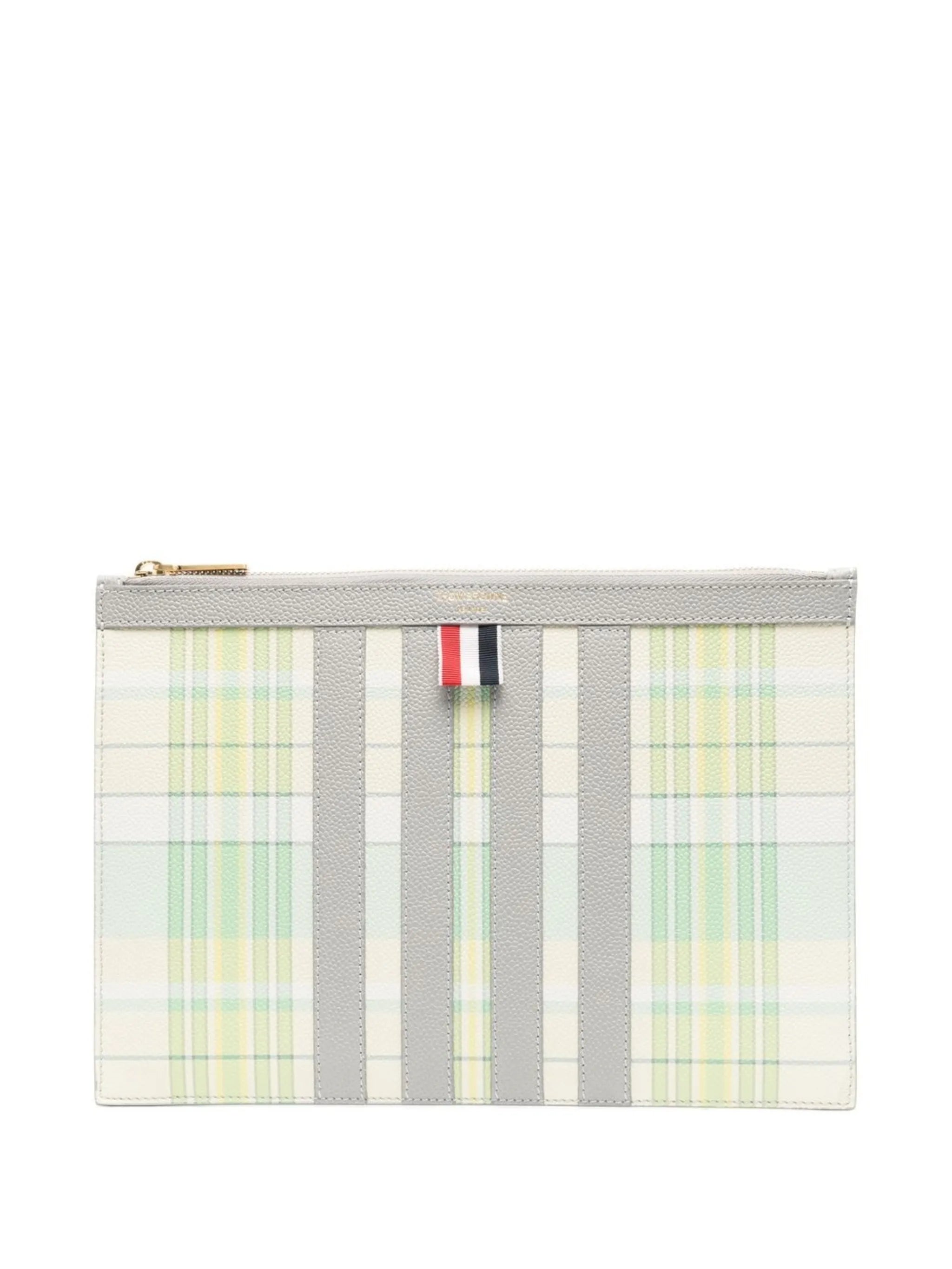 plaid-check print clutch bag