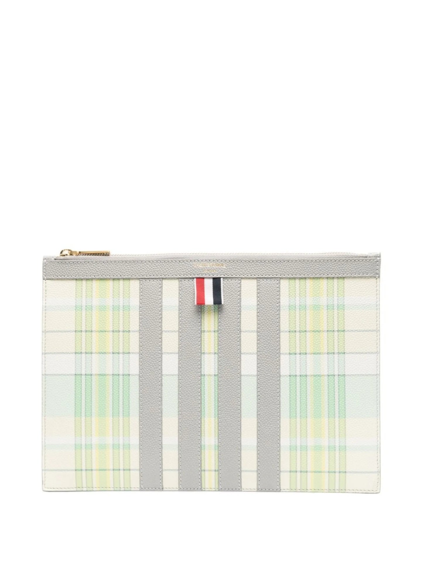 plaid-check print clutch bag