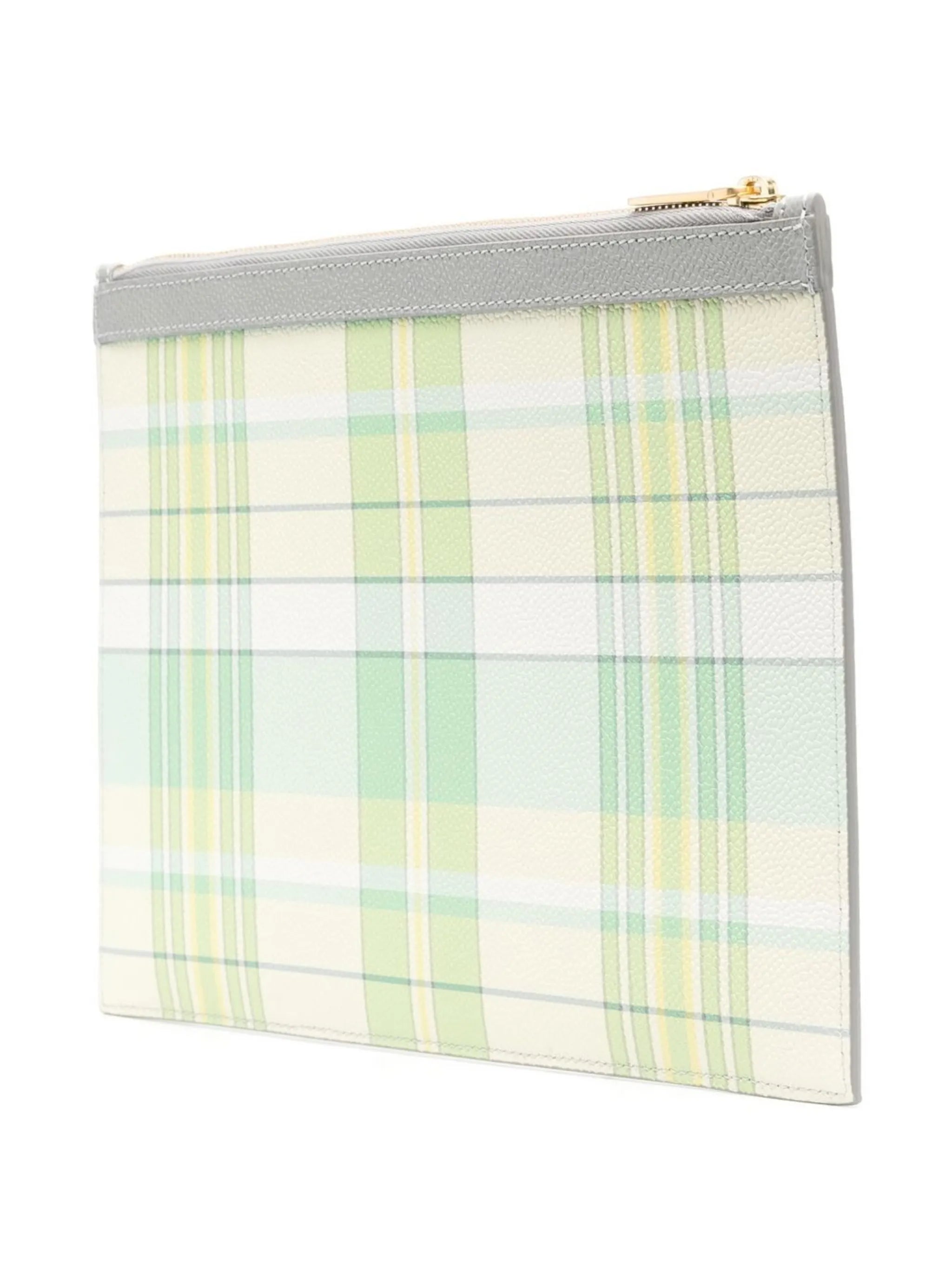 plaid-check print clutch bag