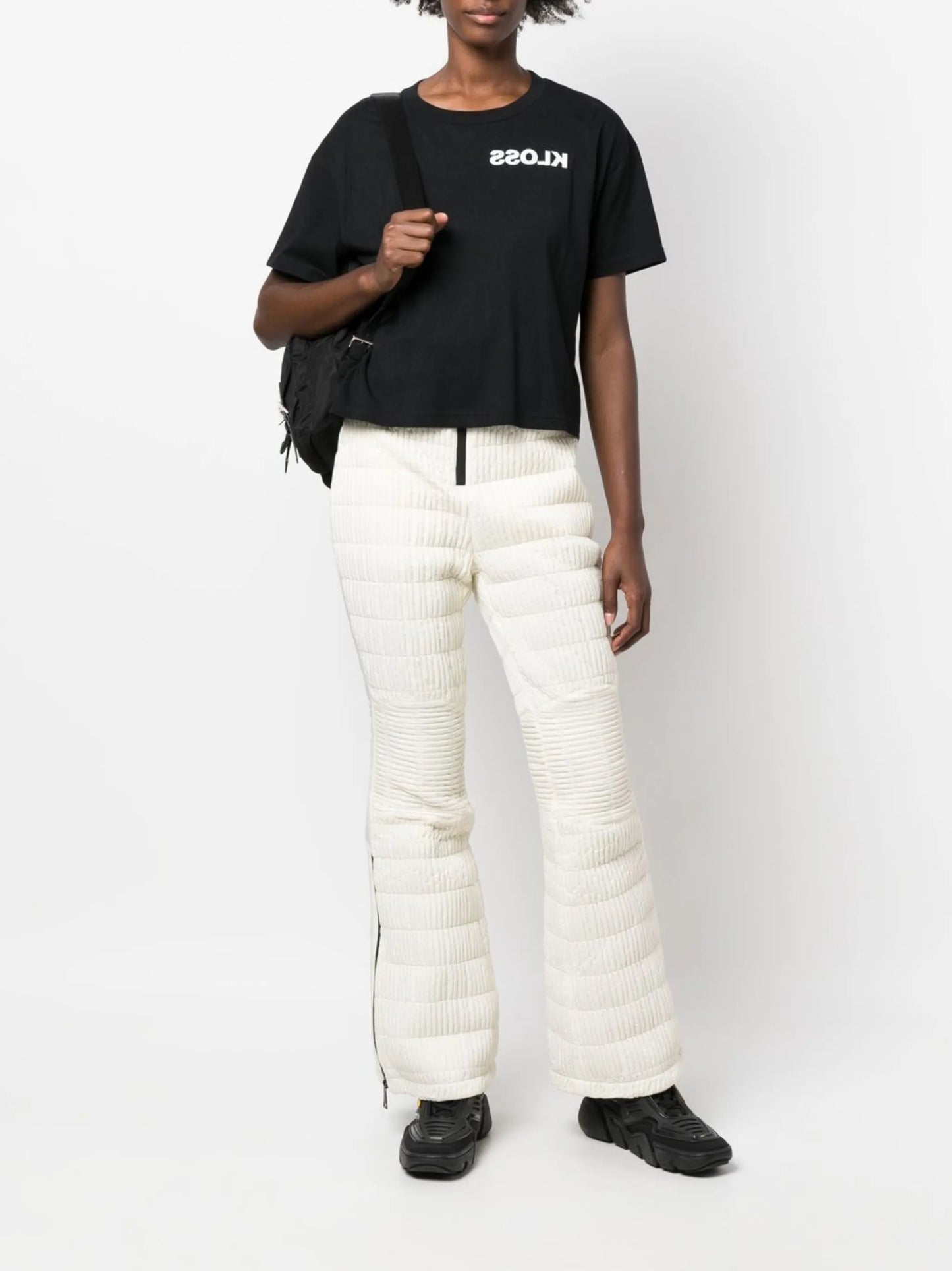 high-waisted padded ski trousers