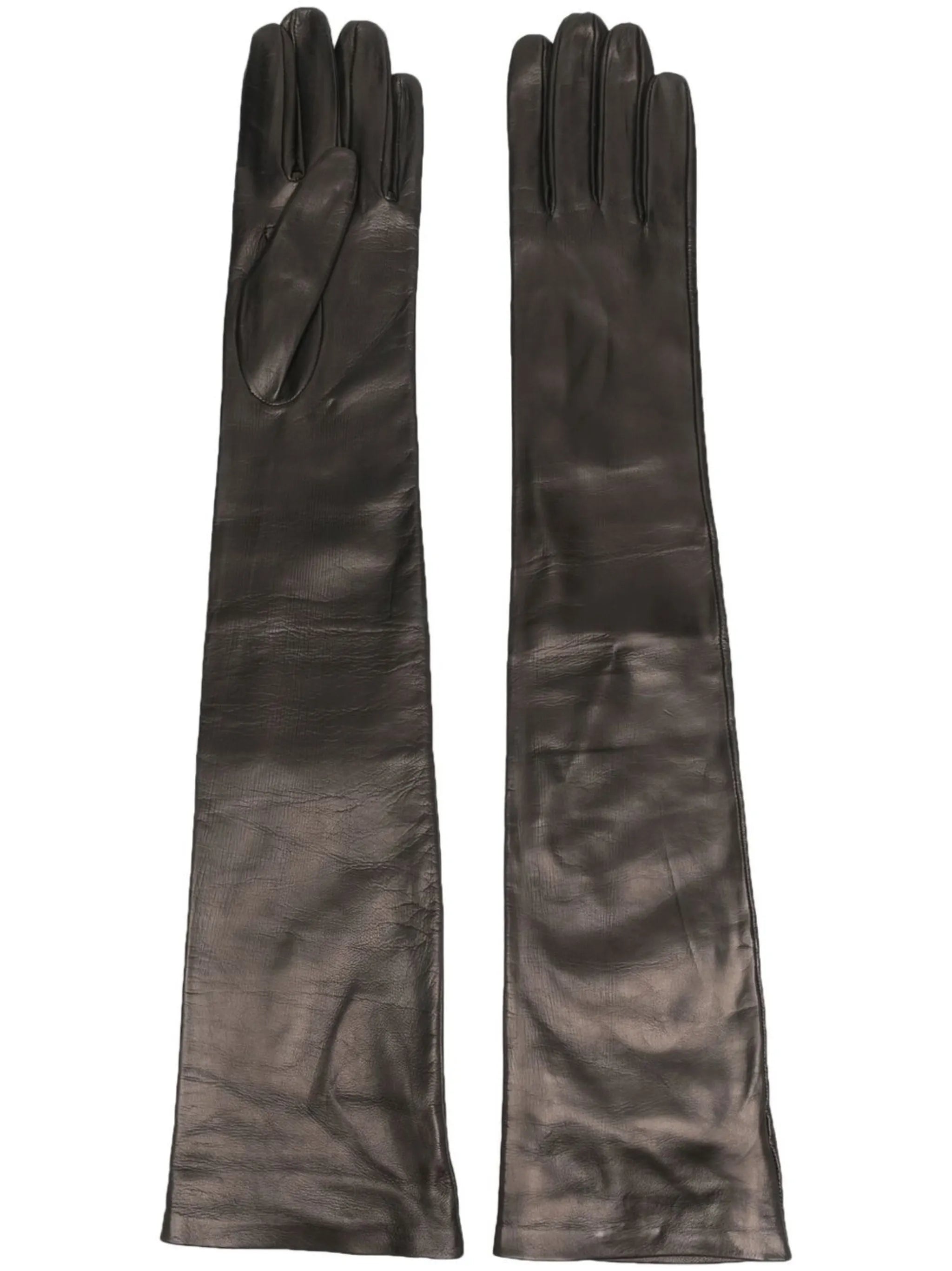 elbow-length leather gloves