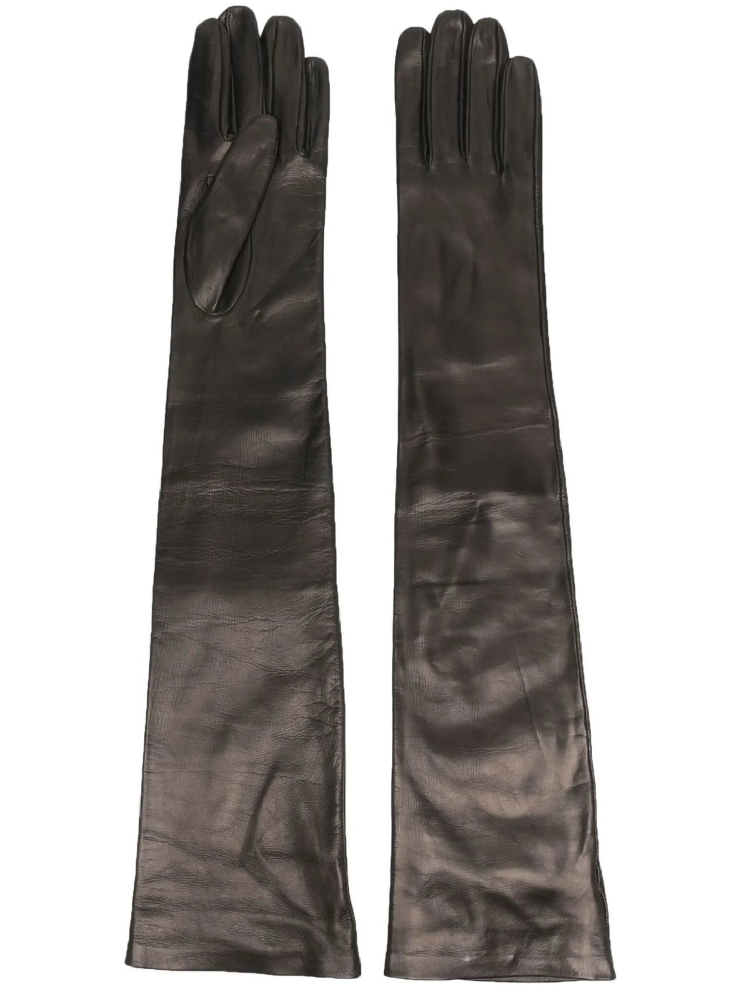 elbow-length leather gloves
