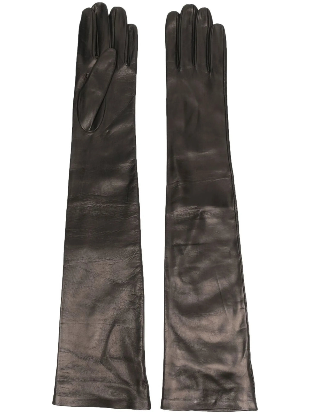 elbow-length leather gloves