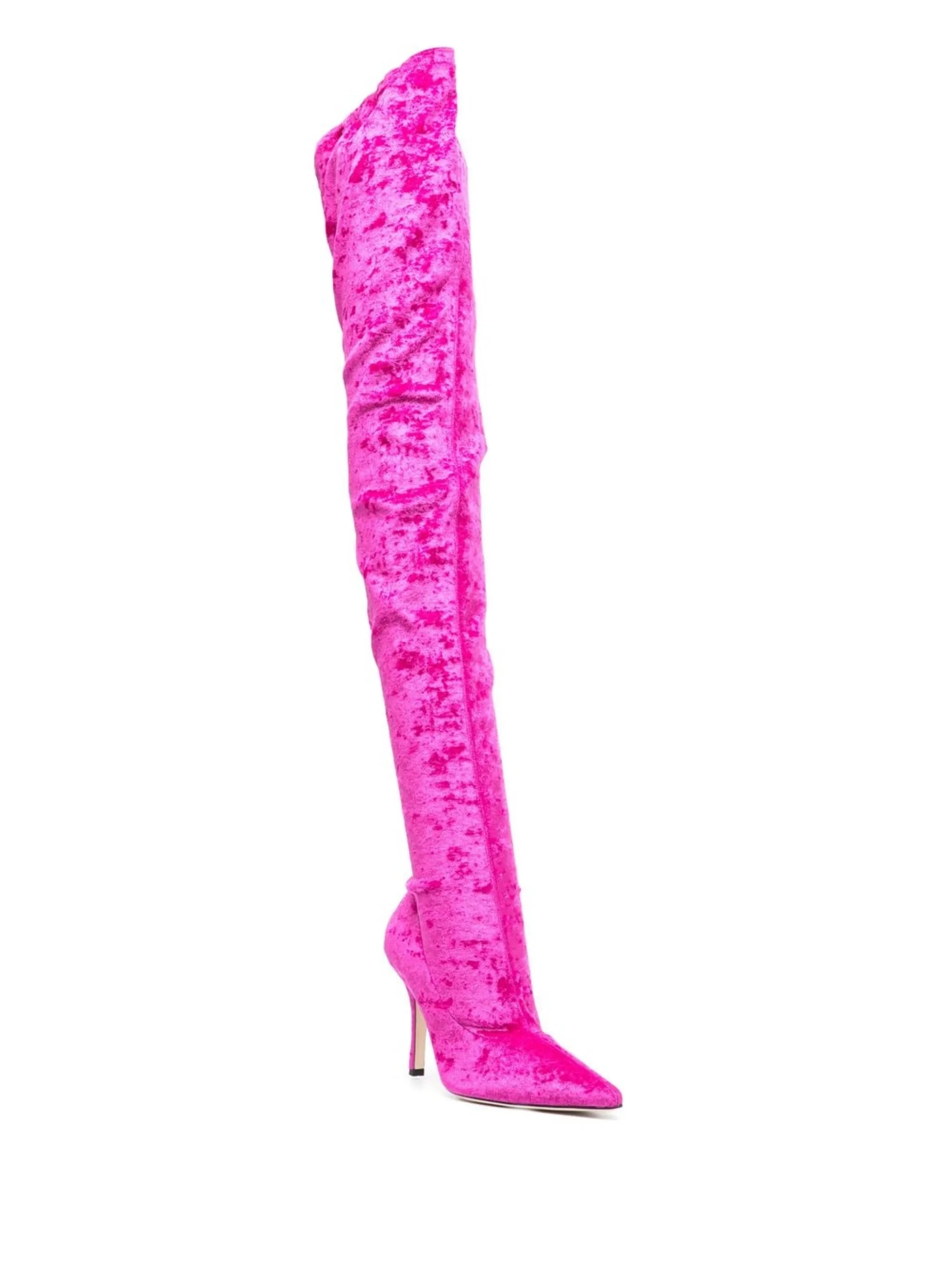 over-the-knee velvet boots