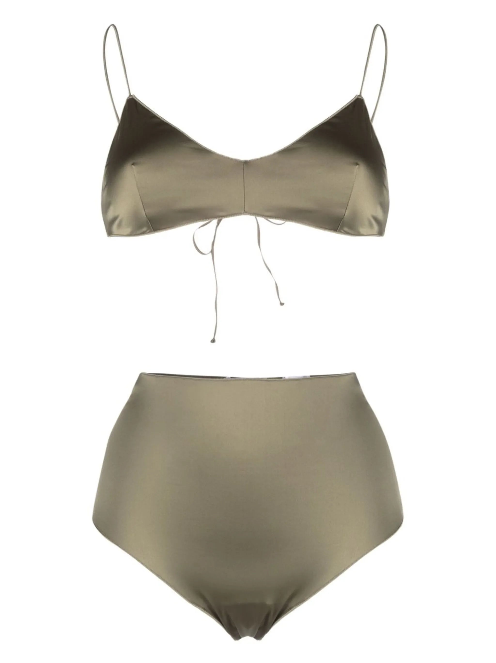 satin-finish two-piece bikini set