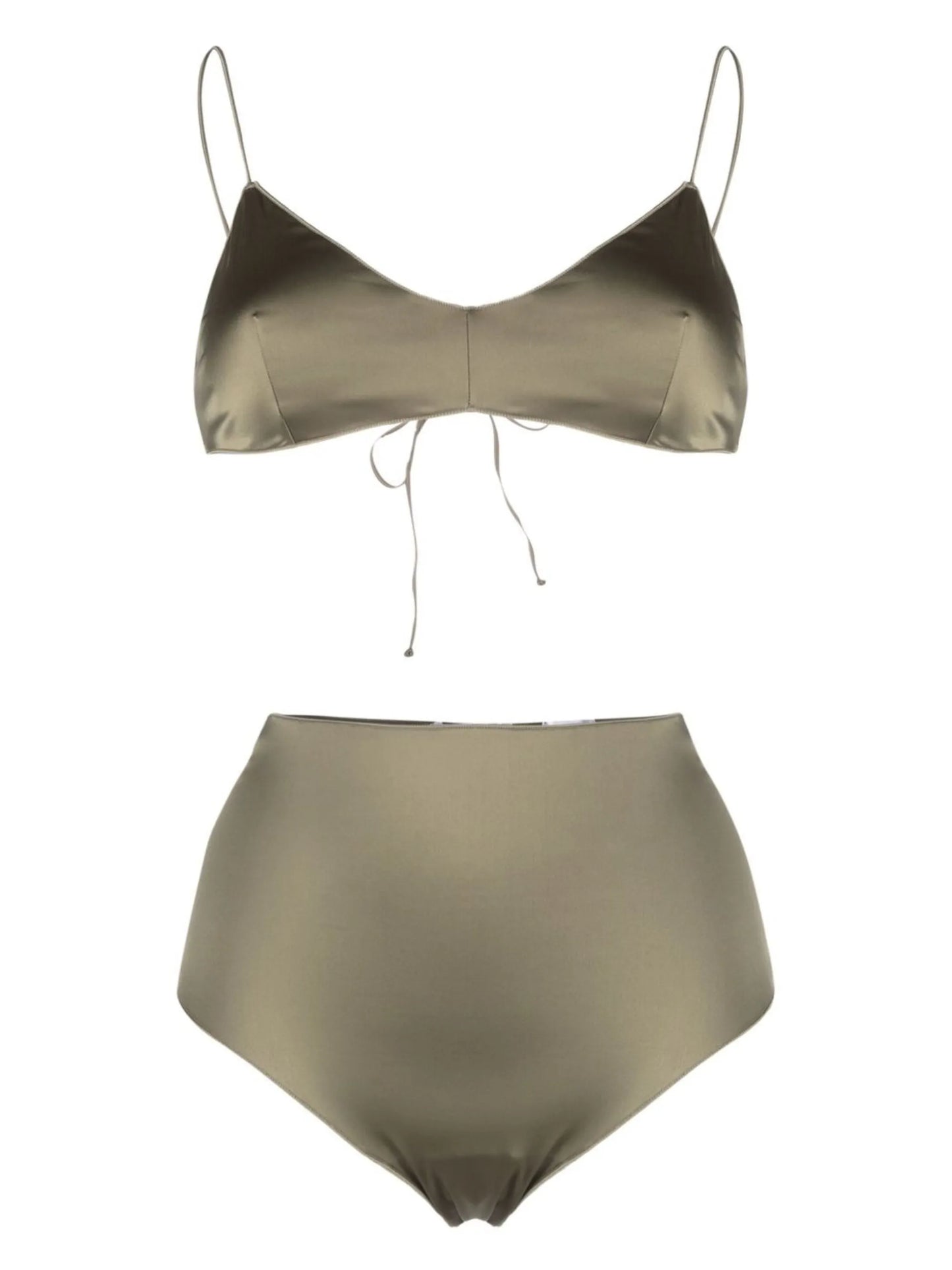 satin-finish two-piece bikini set