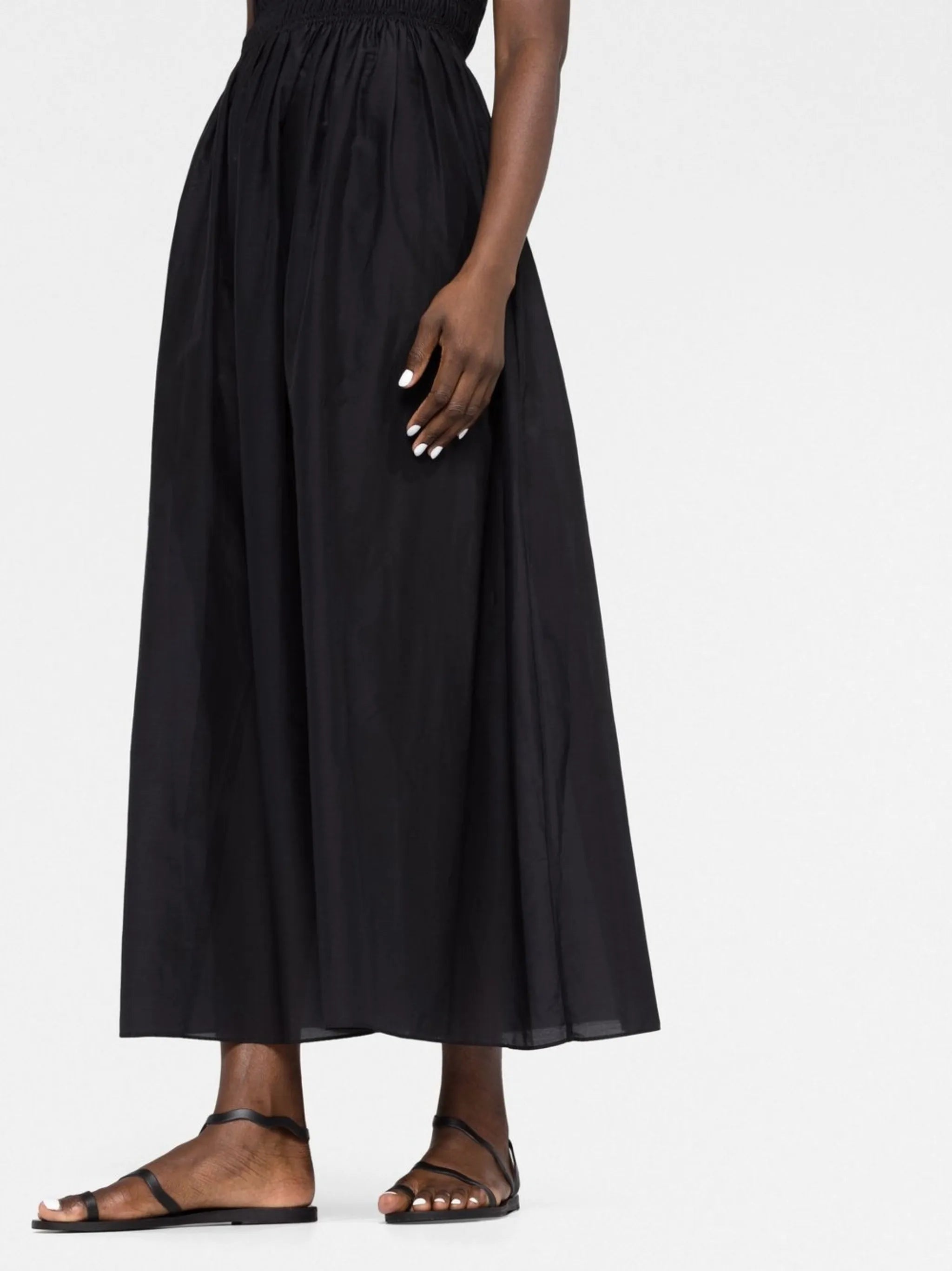 shirred-detail sleeveless midi dress