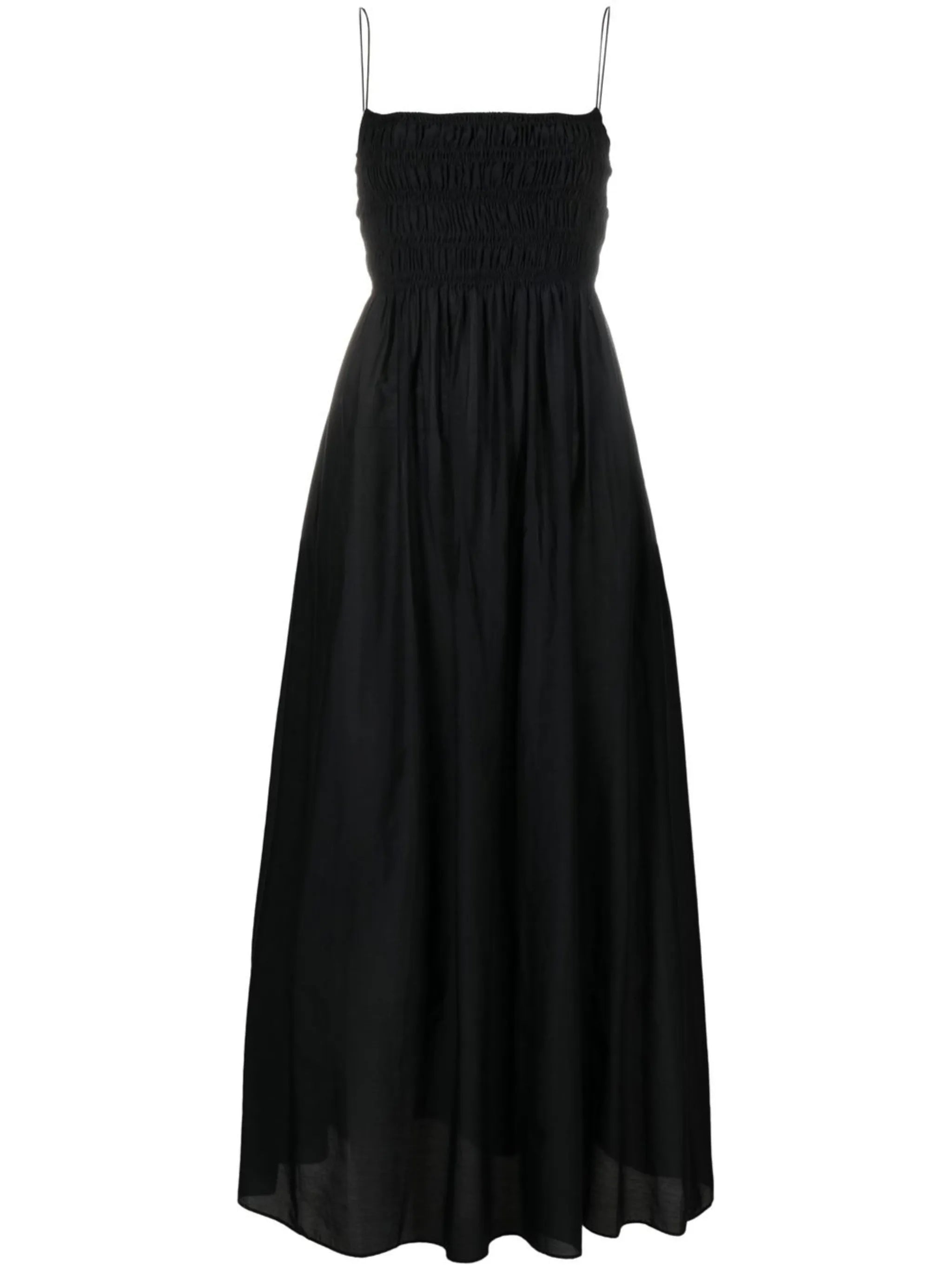 shirred-detail sleeveless midi dress