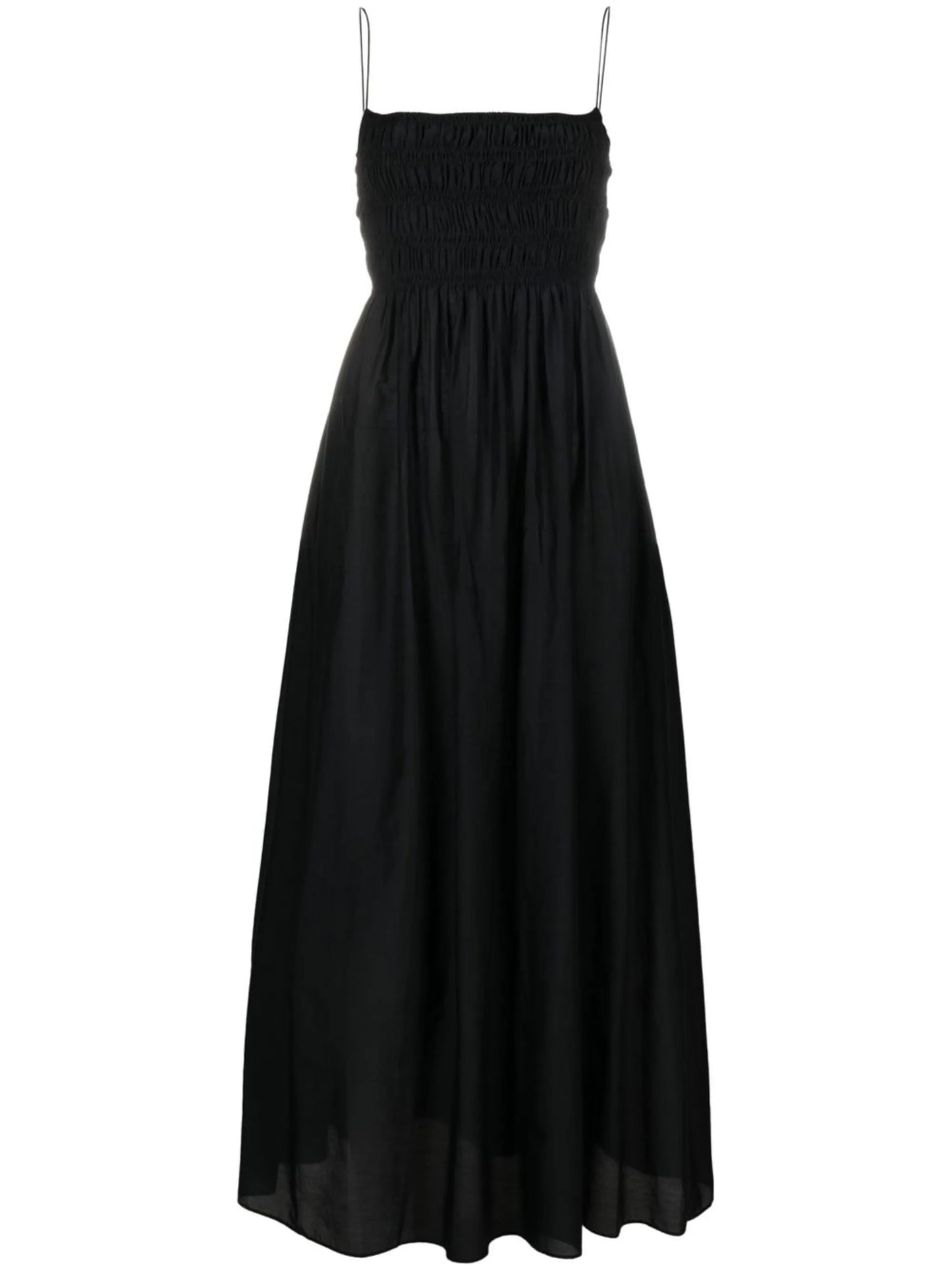 shirred-detail sleeveless midi dress