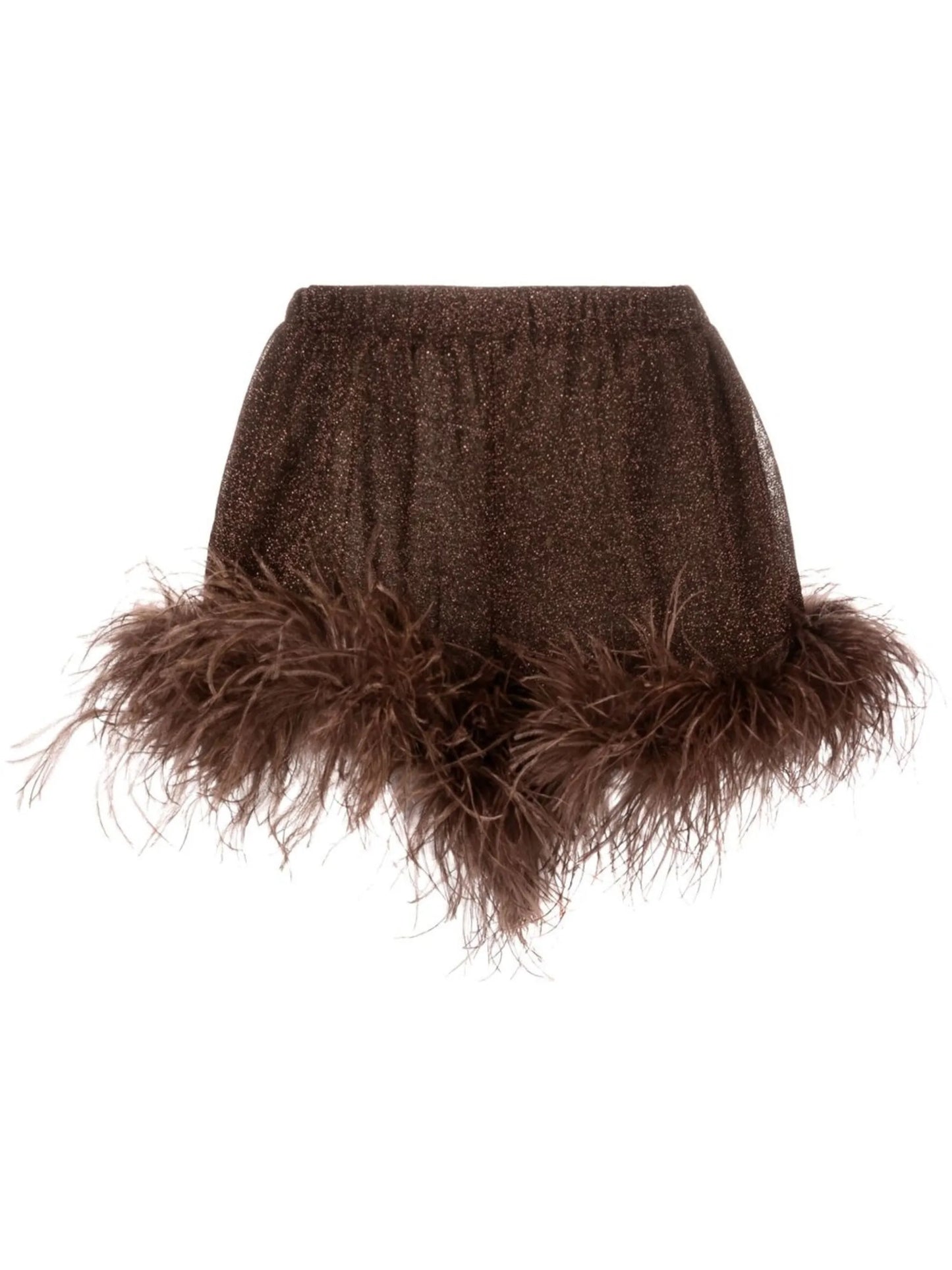Lumière feather-trim shorts