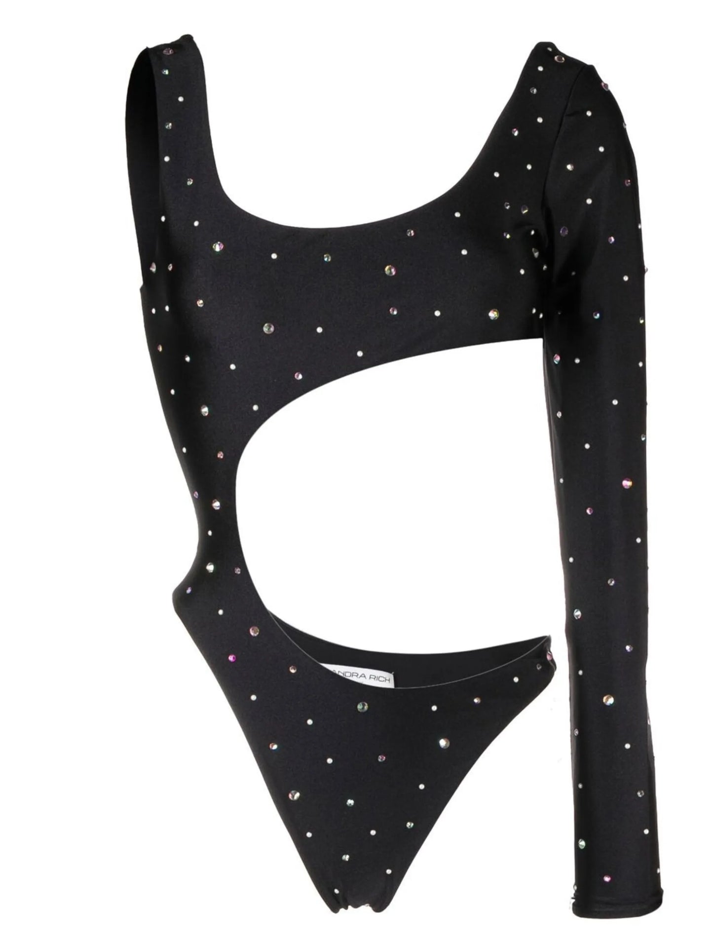 rhinestone-embellished one-shoulder bodysuit